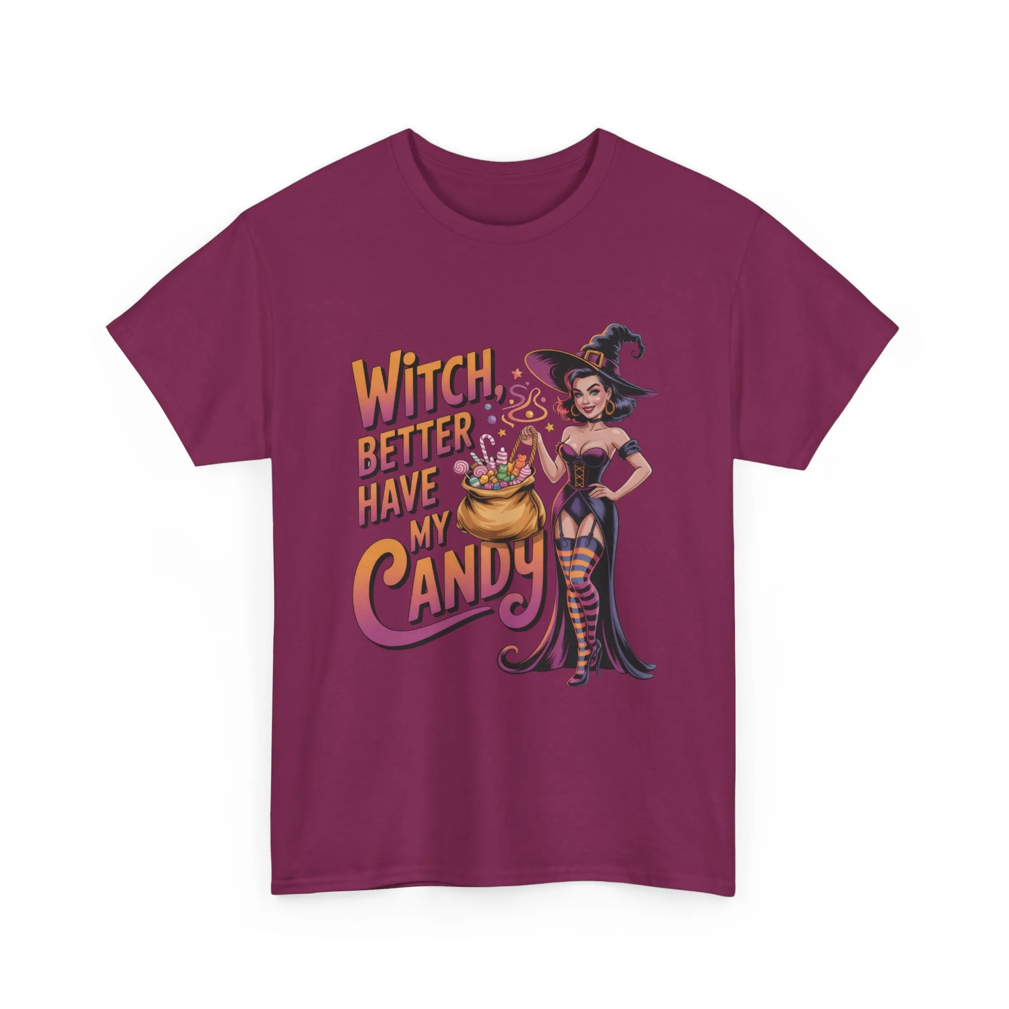 Witch Better Have My Candy Halloween T-Shirt for Women, Funny Spooky Witch Tee, Retro Pin-Up Halloween Shirt, Sassy Fall Party Top - Image 28