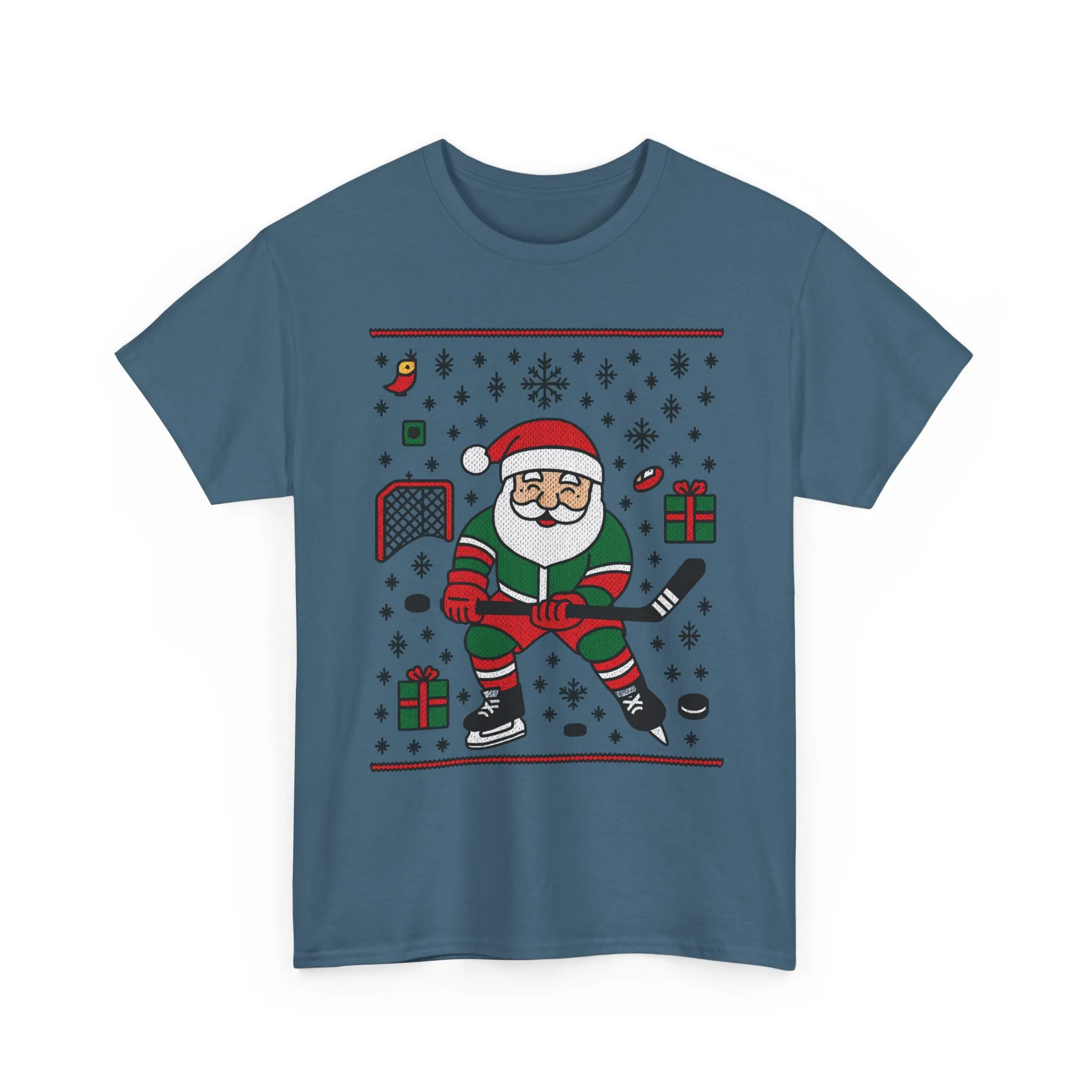 Hockey Santa Men's Christmas T-Shirt, Funny Sports Holiday Tee - Image 19