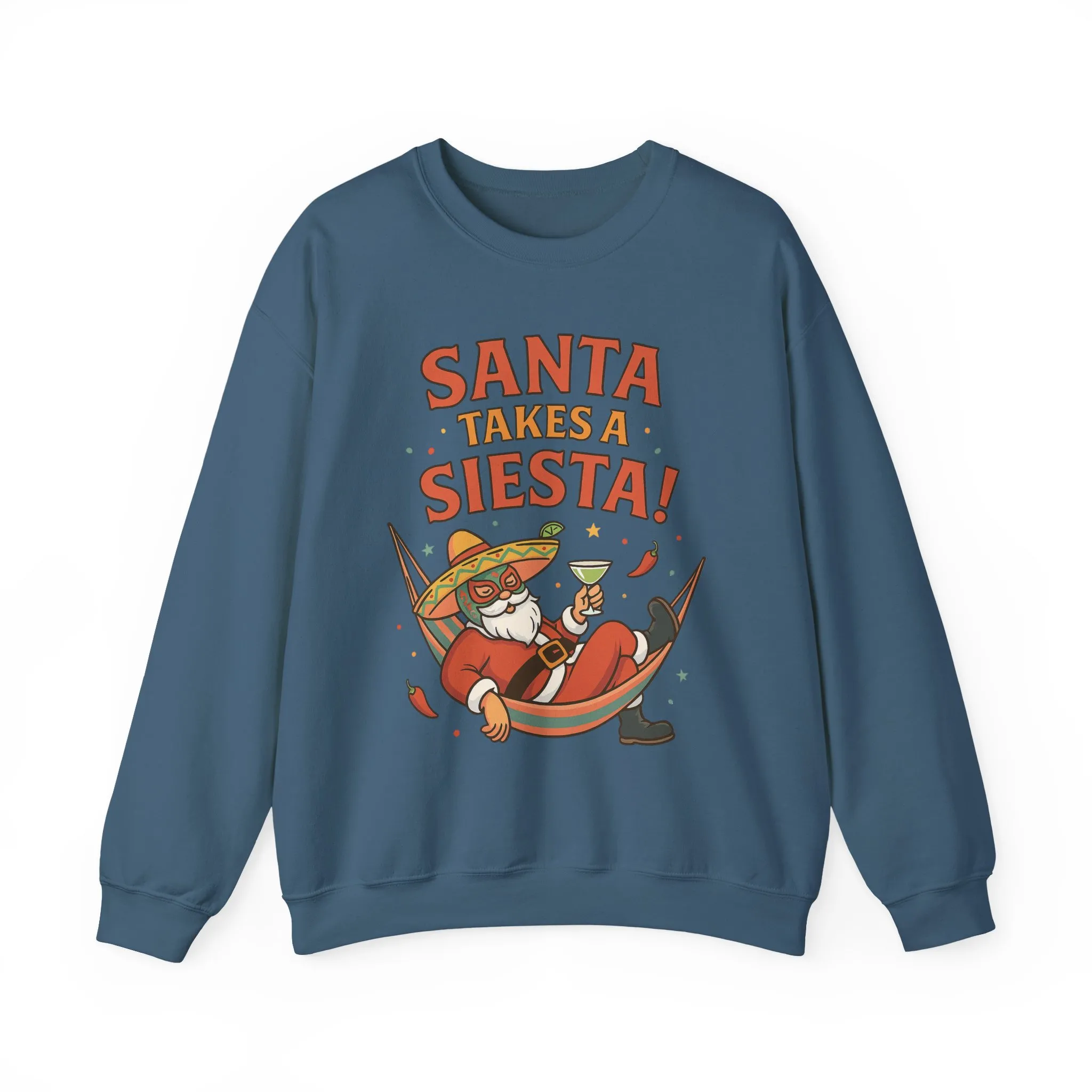 Santa Takes a Siesta Funny Christmas Sweatshirt for Men, Mexican Holiday Jumper - Image 16