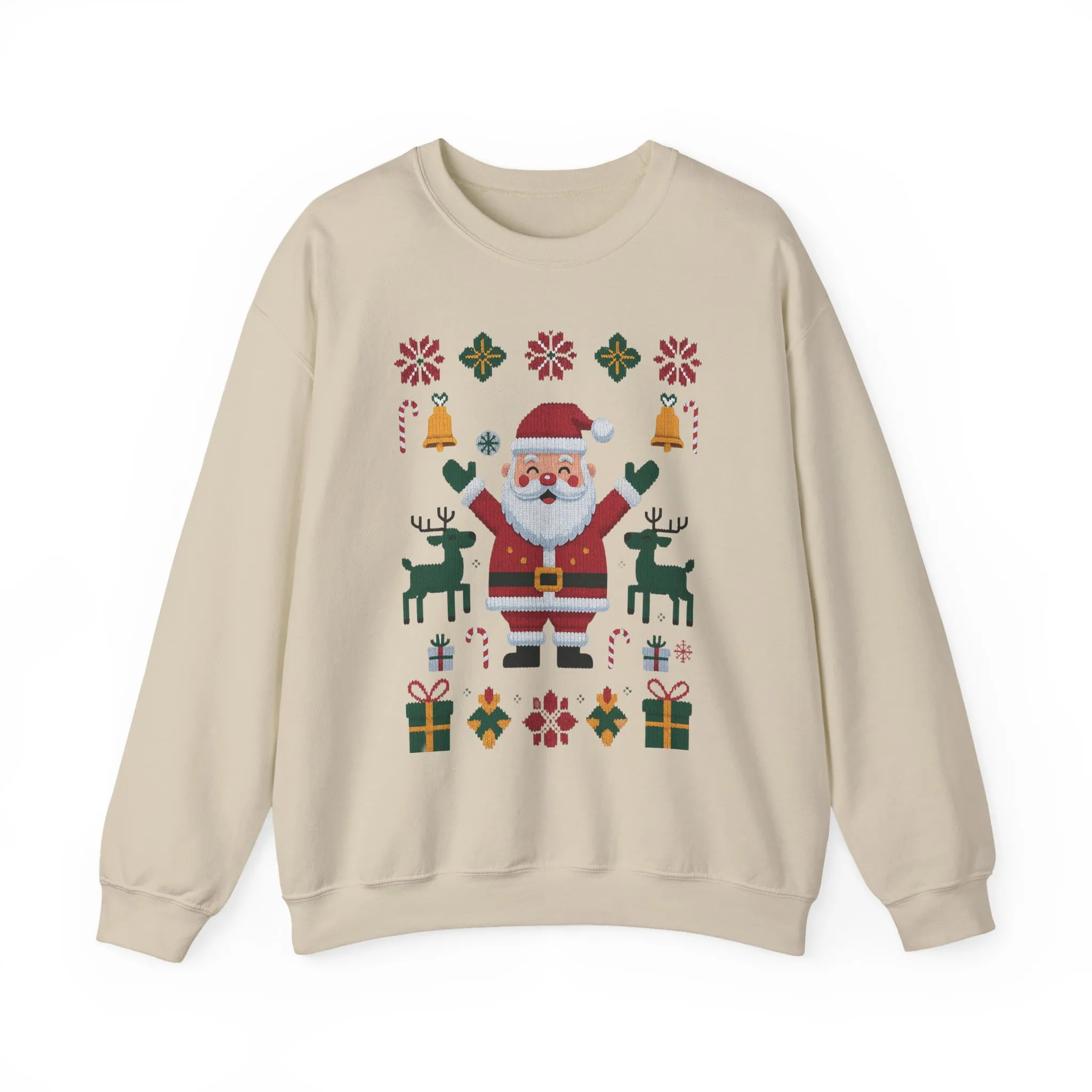 Santa Christmas Sweatshirt, Cute Reindeer Holiday Jumper, Nordic Style Ugly Christmas Sweater for Women - Image 10