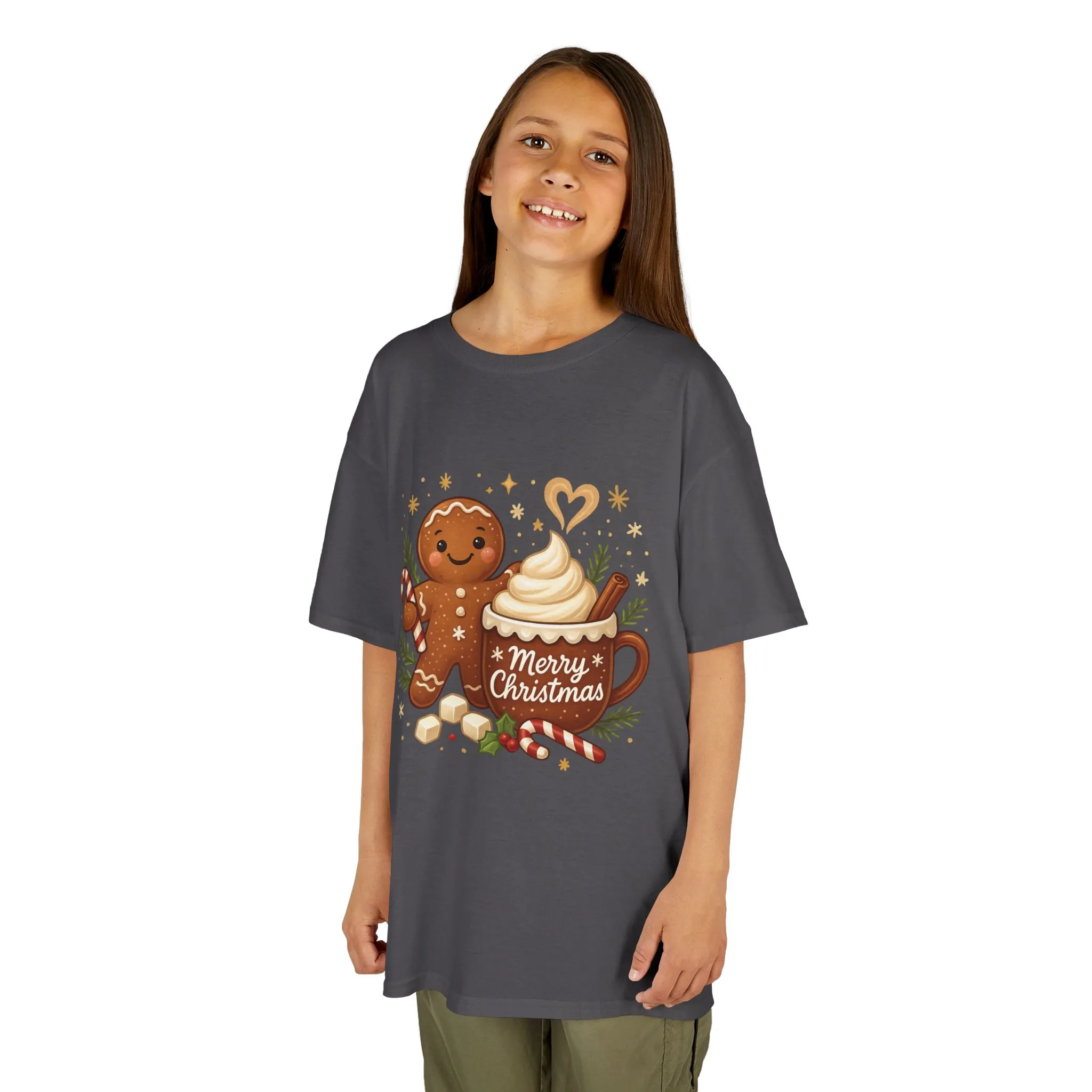Gingerbread - Hot Cocoa Christmas Shirt for Kids, Cute Holiday Girls Tee, Kids Heavy Cotton™ Tee - Image 10