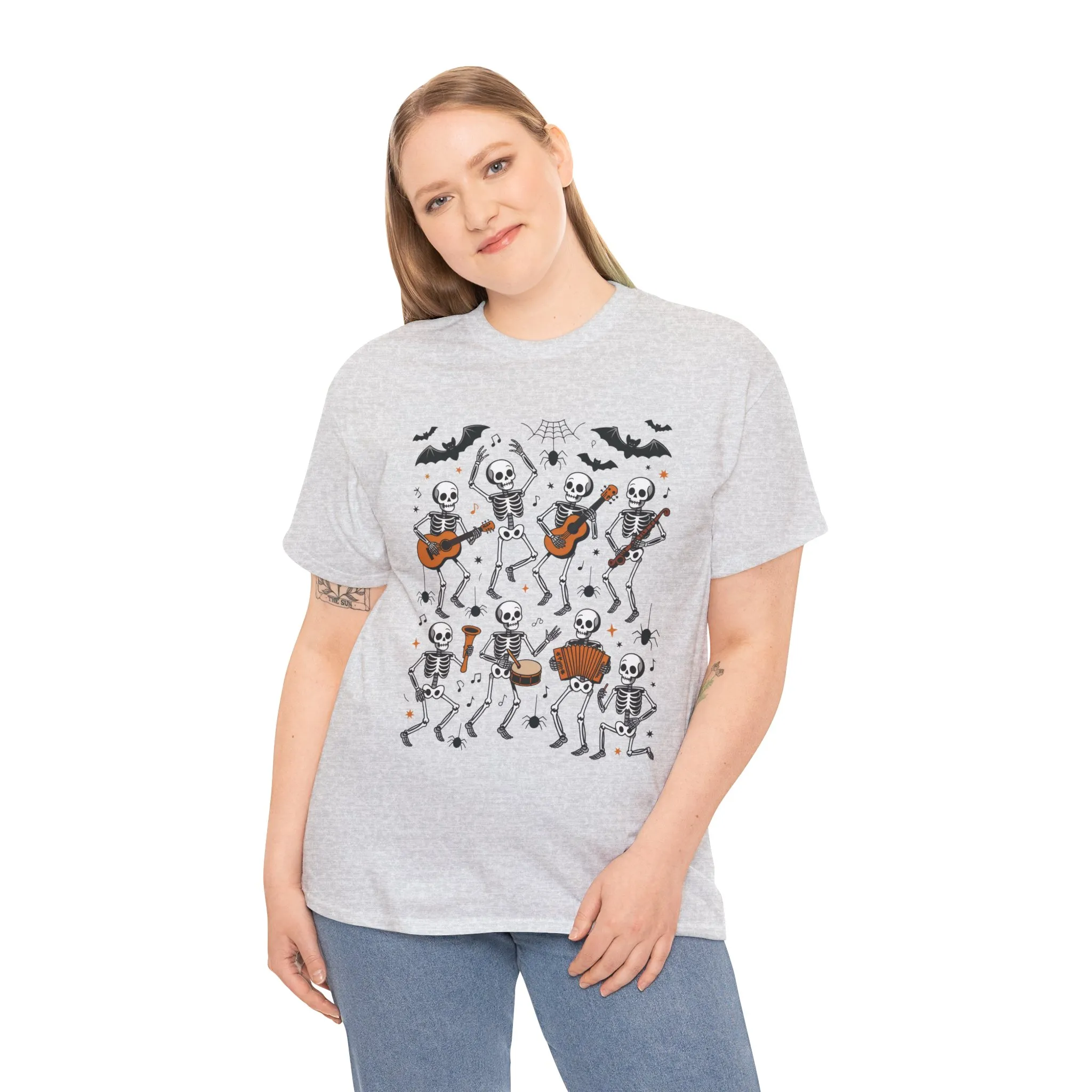 Dancing Skeleton Band Halloween T-Shirt for Women, Funny Spooky Music Tee, Cute Skeleton Party Shirt, Retro Halloween Top Gift Idea - Image 9