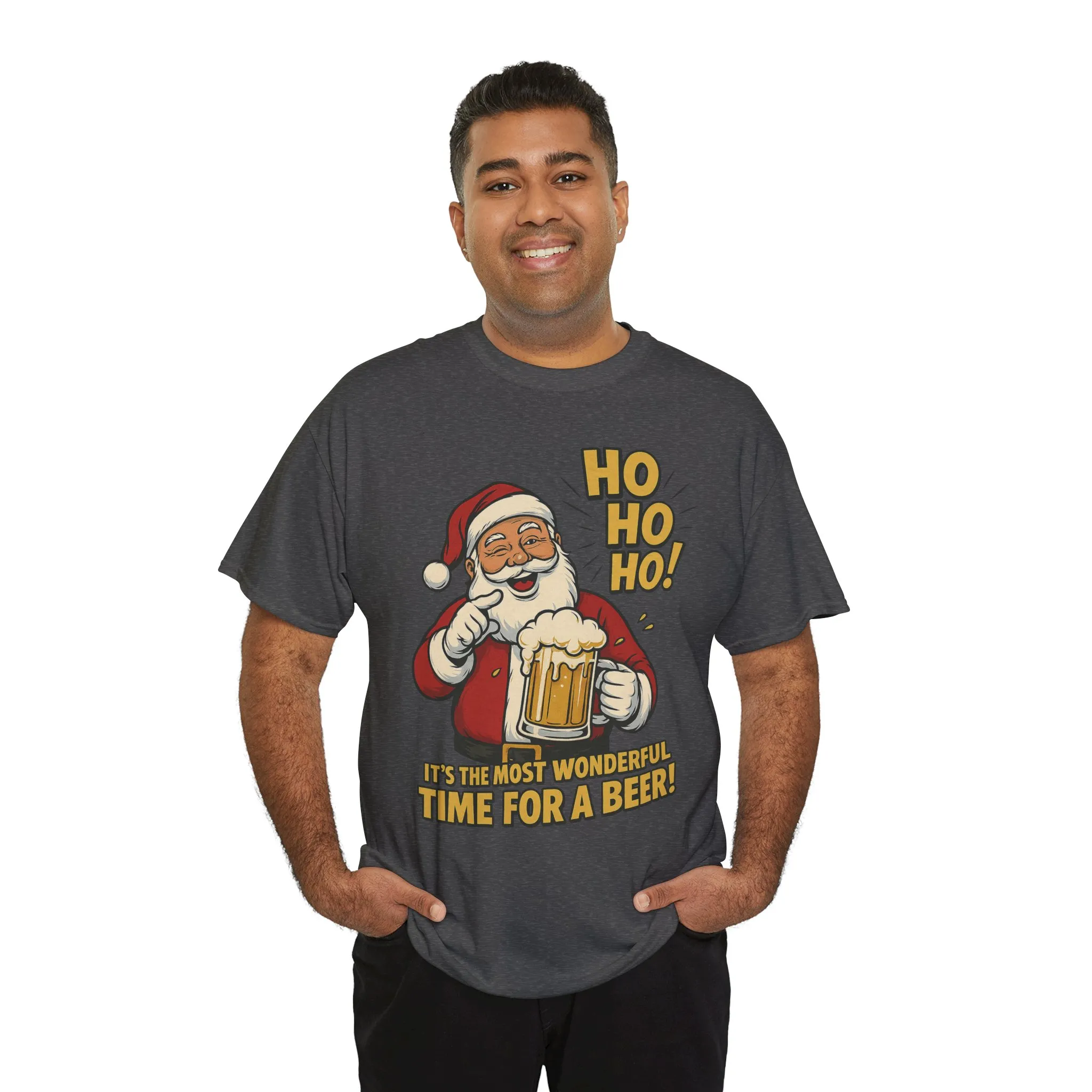 Funny Santa Beer Christmas T-Shirt, Men's Holiday Party Tee - Image 24