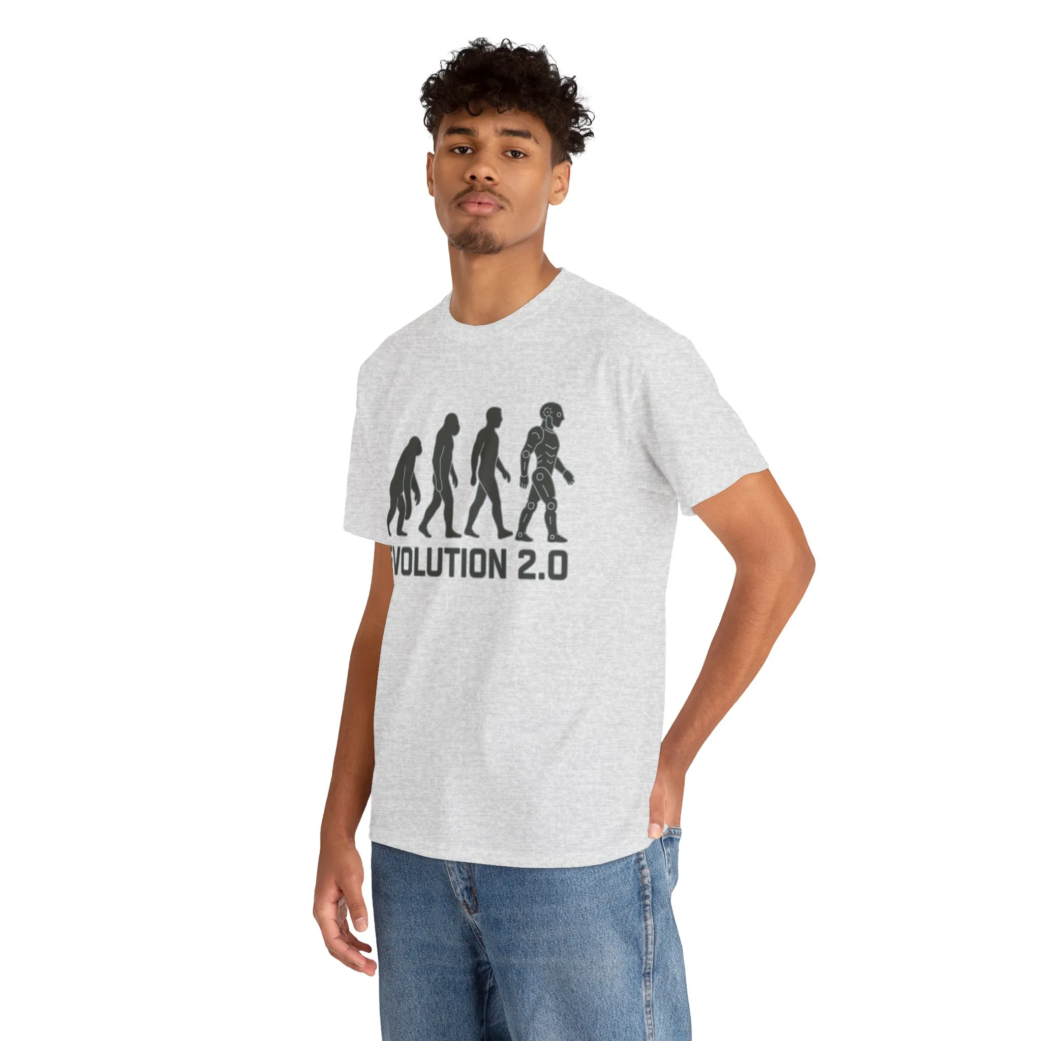 Evolution 2.0 Futuristic Robot Human Evolution T-Shirt, Cyberpunk Tech Graphic Tee for Men, Modern AI Inspired Sci-Fi Shirt - Image 3