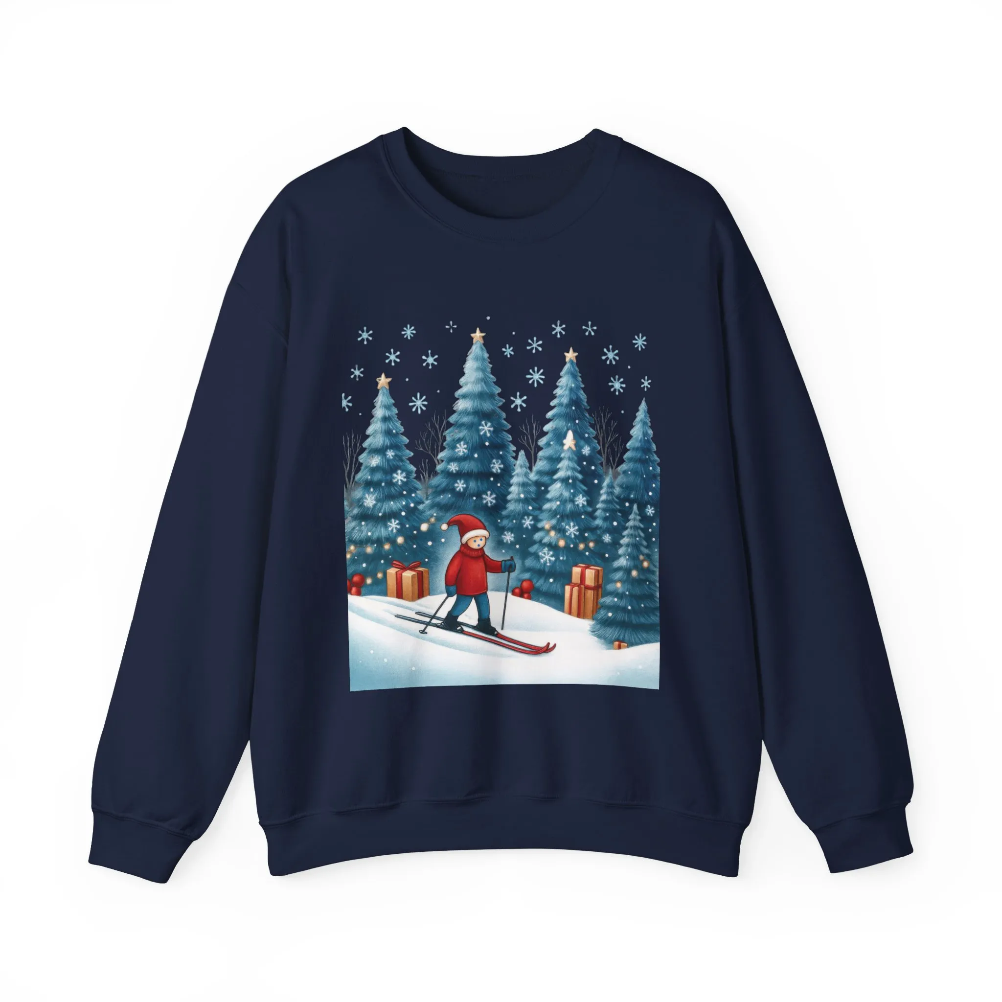 Womens Christmas Skiing Sweatshirt, Cozy Winter Holiday Pullover, Women's Heavy Blend™ Crewneck Sweatshirt - Image 19