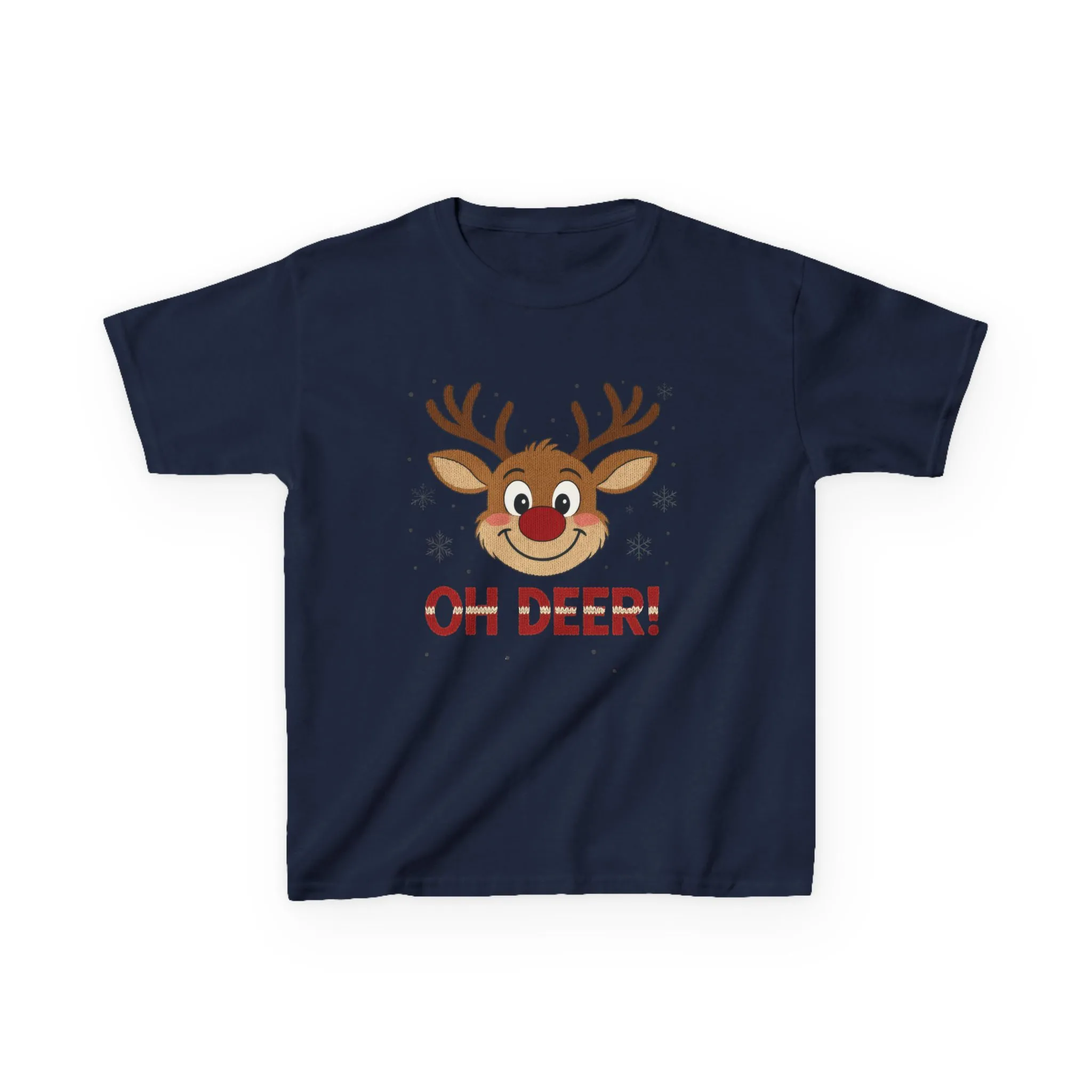 Girls Oh Deer Christmas T-Shirt, Cute Reindeer Kids Holiday Tee - Image 13
