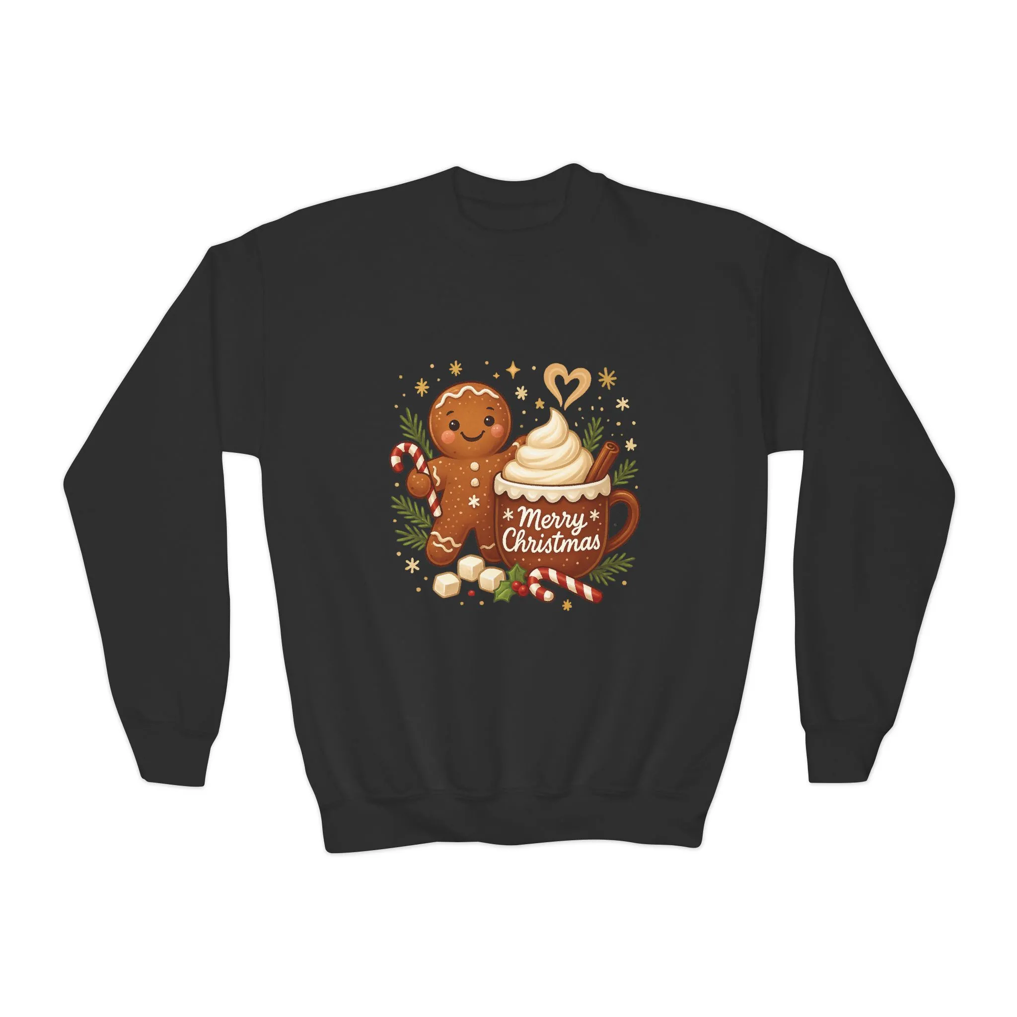 Gingerbread - Hot Cocoa Christmas Sweatshirt for Girls, Cozy Holiday Jumper, Youth Crewneck Sweatshirt - Image 5