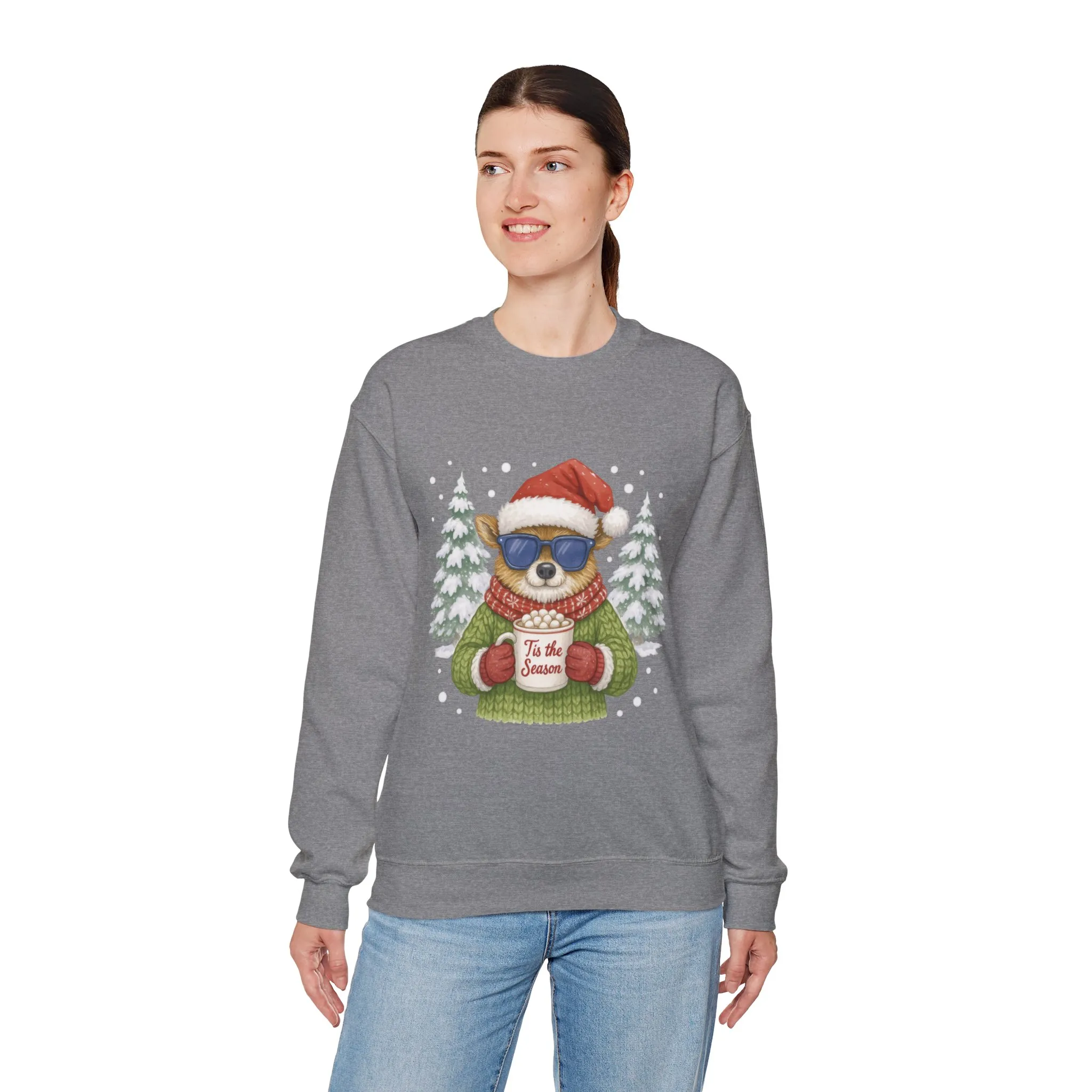 Women's Tis the Season Christmas Sweatshirt, Festive Reindeer Pullover - Image 9