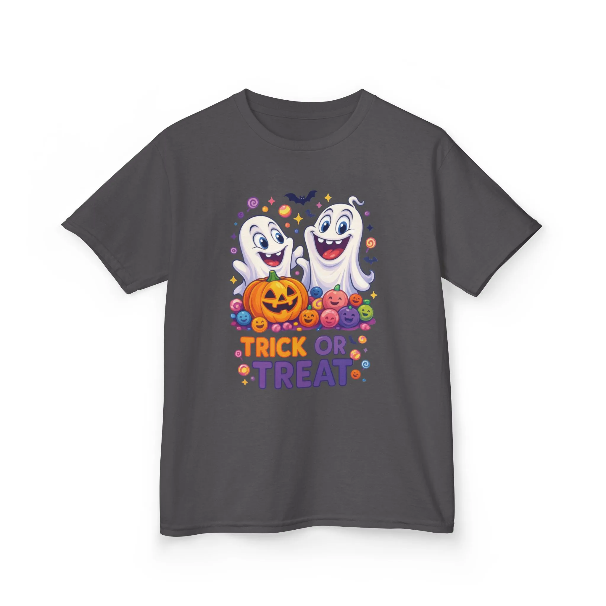 Trick or Treat Kids Halloween T-Shirt, Cute Ghosts Pumpkin Design, Fun Spooky Tee for Boys Girls - Image 16