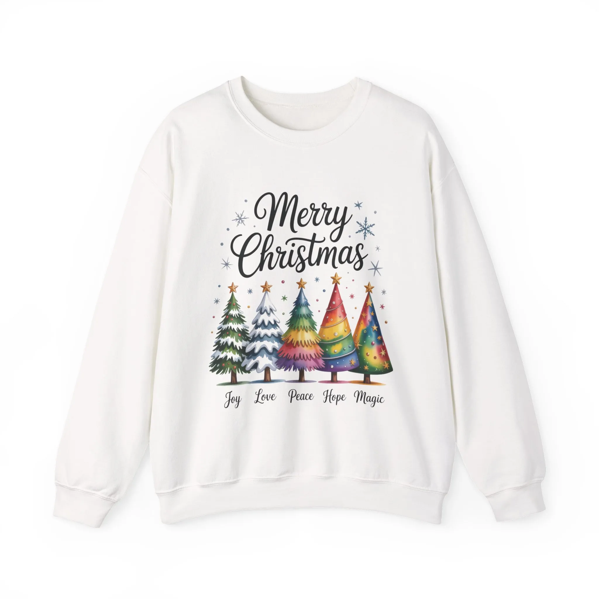Merry Christmas Women's Sweatshirt, Joy Love Peace Hope Magic Pullover, Women's Heavy Blend™ Crewneck Sweatshirt - Image 4