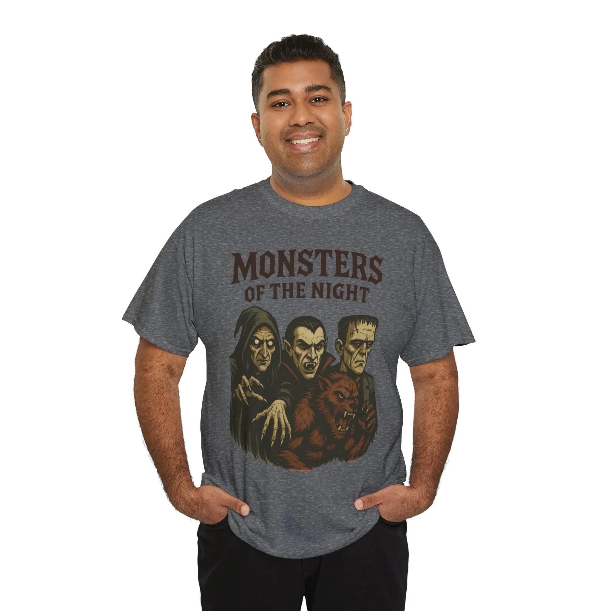 Monsters of the Night Men's T-Shirt, Classic Horror Movie Monsters Graphic Tee, Halloween Shirt - Image 18
