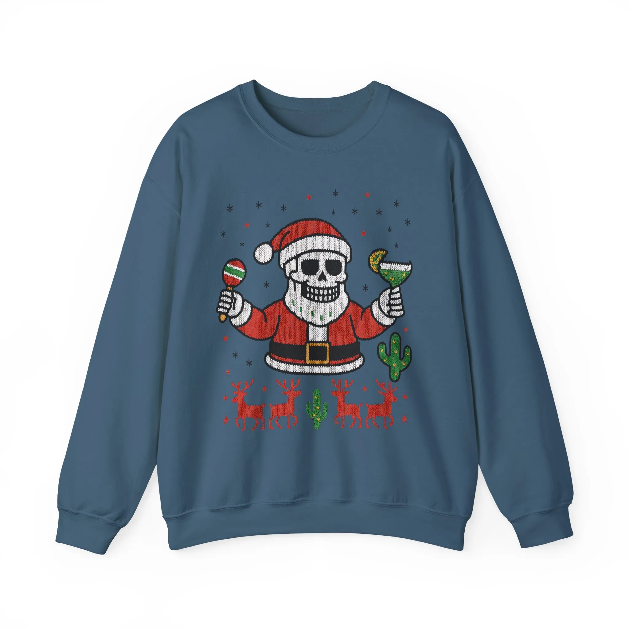 Skeleton Santa Ugly Christmas Sweatshirt for Men, Funny Margarita Holiday Jumper - Image 13