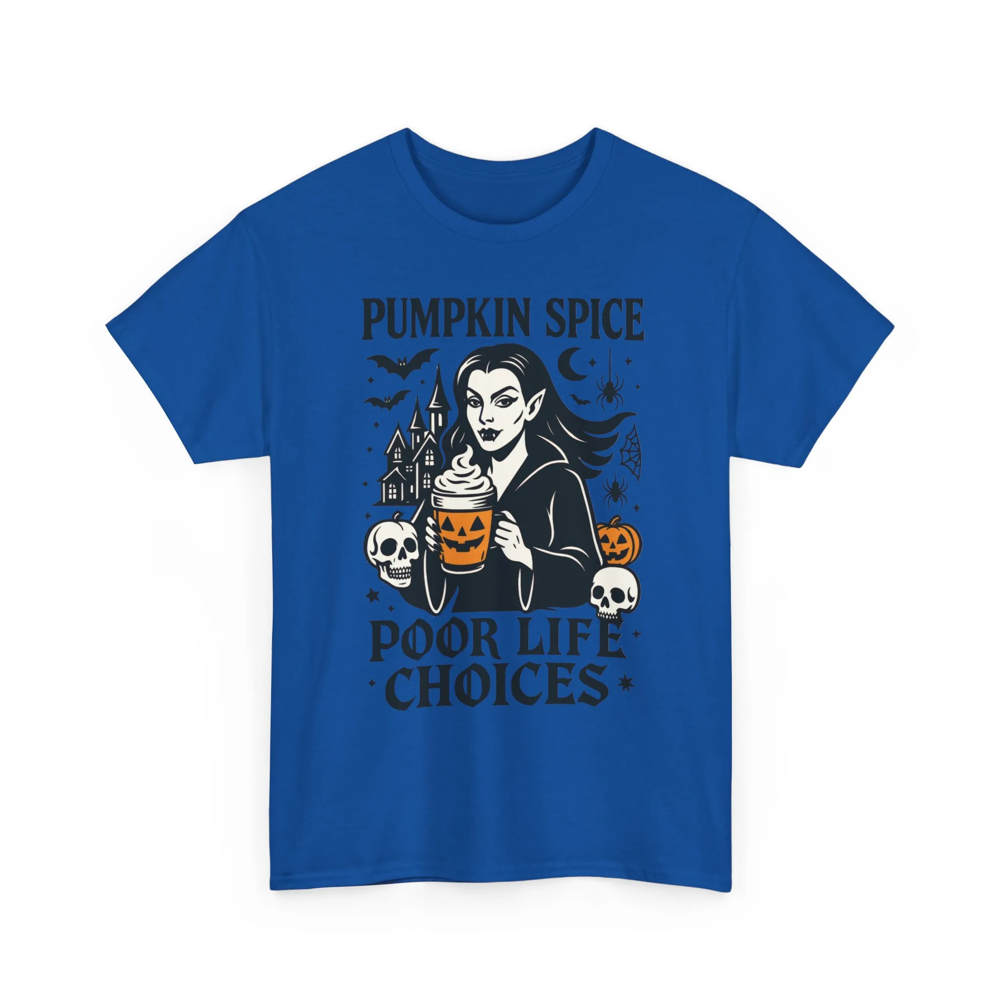 Pumpkin Spice Poor Life Choices Women's T-Shirt, Funny Vampire Coffee Halloween Graphic Tee - Image 13