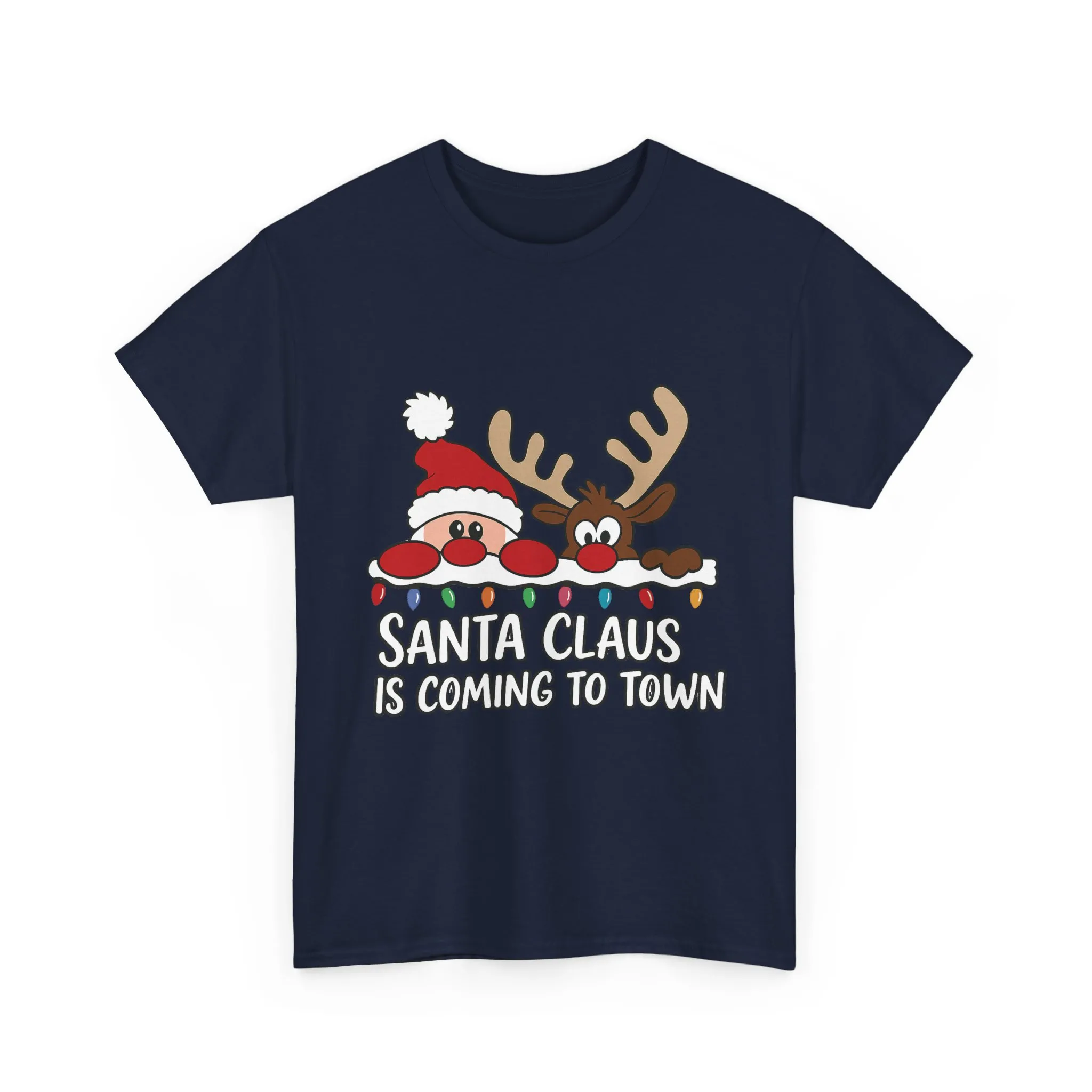Santa Claus Is Coming to Town Women's Christmas T-Shirt, Cute Santa - Reindeer Holiday Tee - Image 19