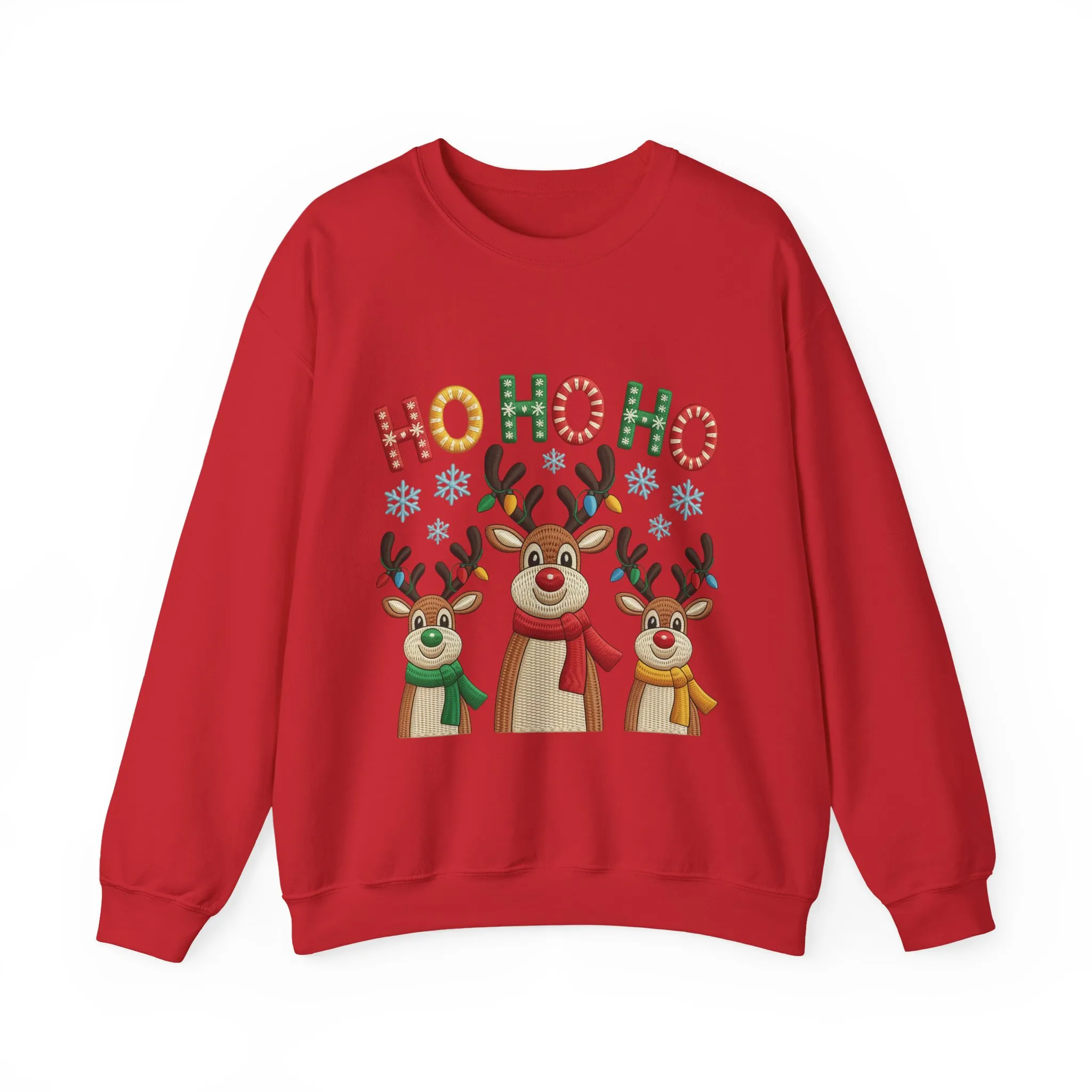 Ho Ho Ho Reindeer Christmas Sweatshirt, Cute Holiday Pullover for Women - Image 25