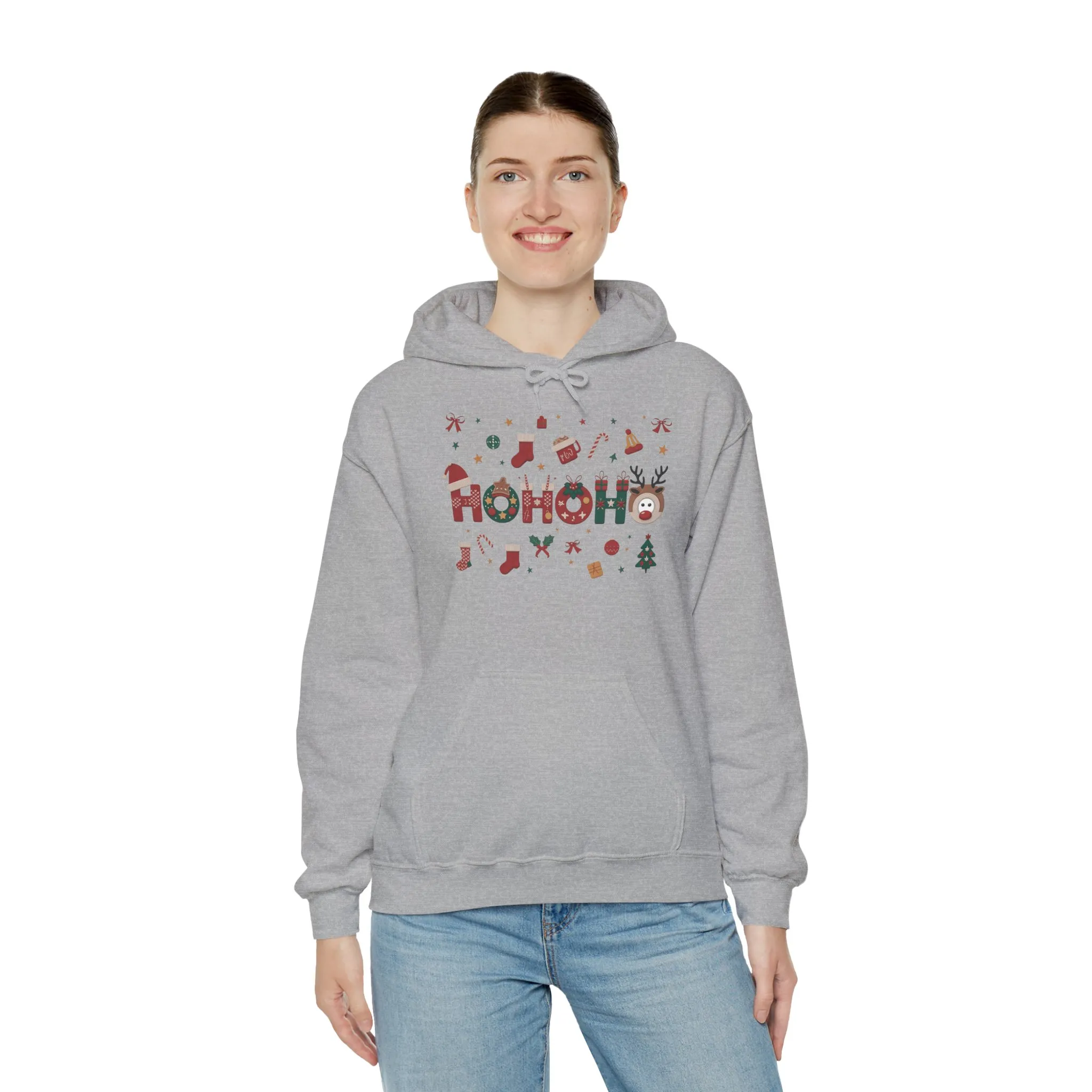 Matching Ho Ho Ho Christmas Sweatshirts, Mom and Daughter Holiday Hoodie Set, Cute Gingerbread - Reindeer Design, Family Christmas Outfits - Image 20