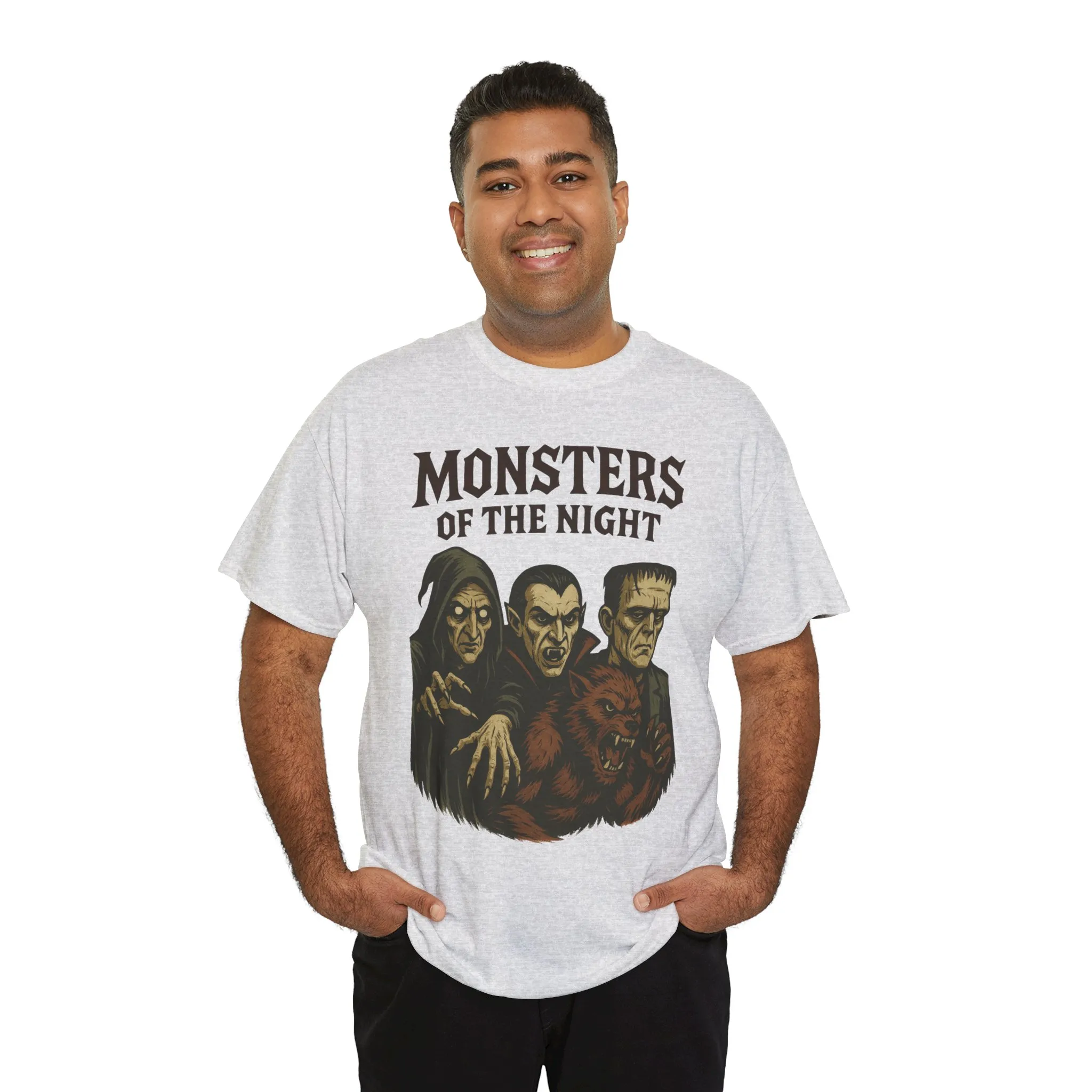 Monsters of the Night Men's T-Shirt, Classic Horror Movie Monsters Graphic Tee, Halloween Shirt - Image 6