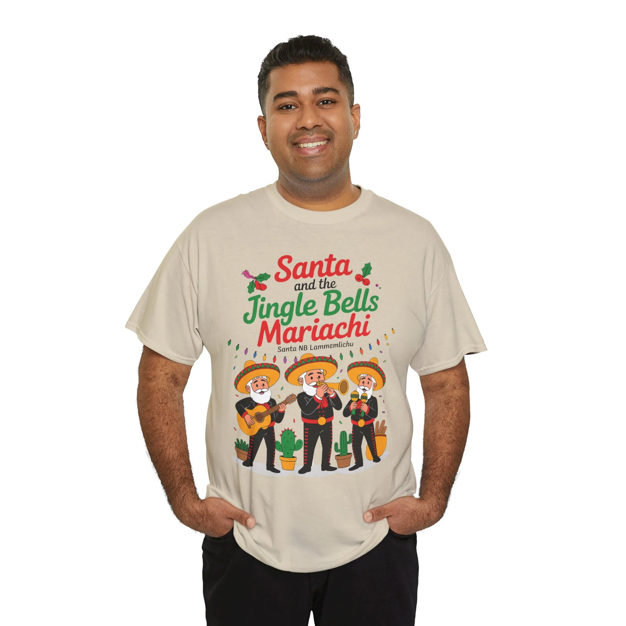 Santa and the Jingle Bells Mariachi, Funny Mexican Christmas T-Shirt, Latin Fiesta Holiday Tee, Navidad Humor Shirt - Image 9