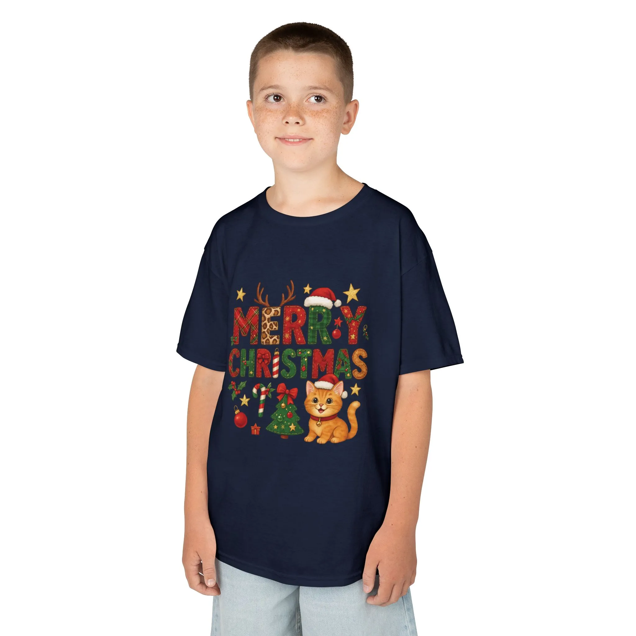 Merry Christmas Cat Shirt for Girls, Cute Holiday Kitten Tee - Image 18