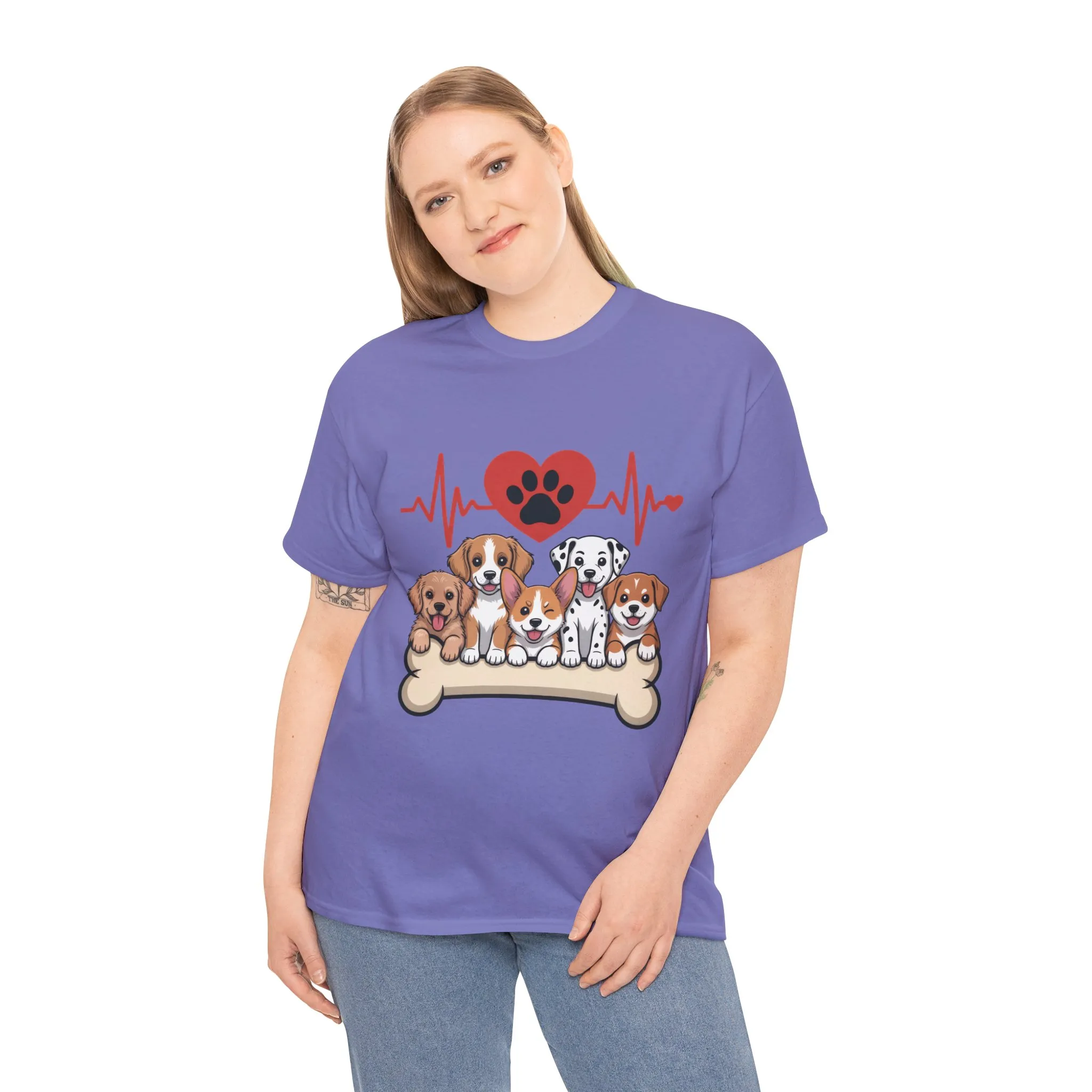 Cute Puppy Heartbeat Women's T-Shirt, Dog Lover Gift, Paw Print Heart Graphic Tee - Image 21