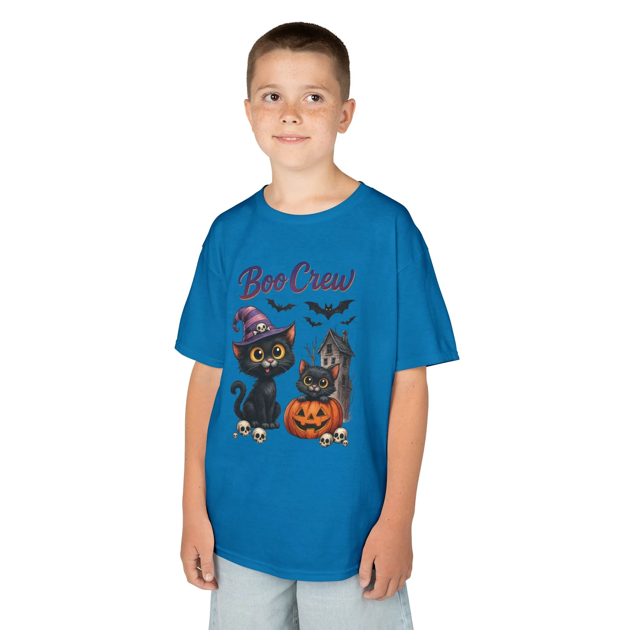Boo Crew Kids Halloween T-Shirt, Cute Black Cats Pumpkin Design, Fun Spooky Shirt for Girls Boys - Image 12