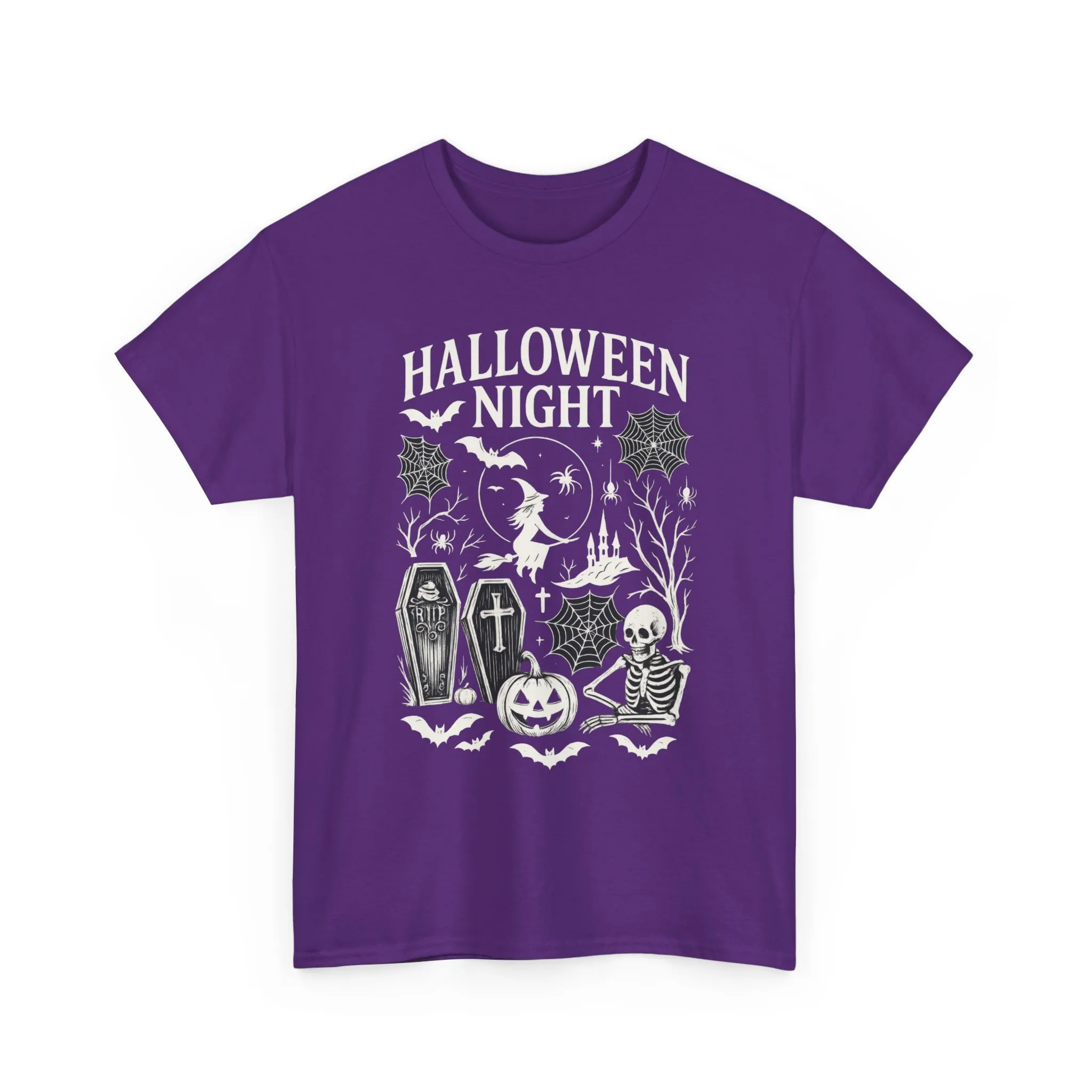 Halloween Night Women's T-Shirt, Gothic Witch Skeleton Pumpkin Tee, Spooky Scary Shirt for Halloween Party - Image 16