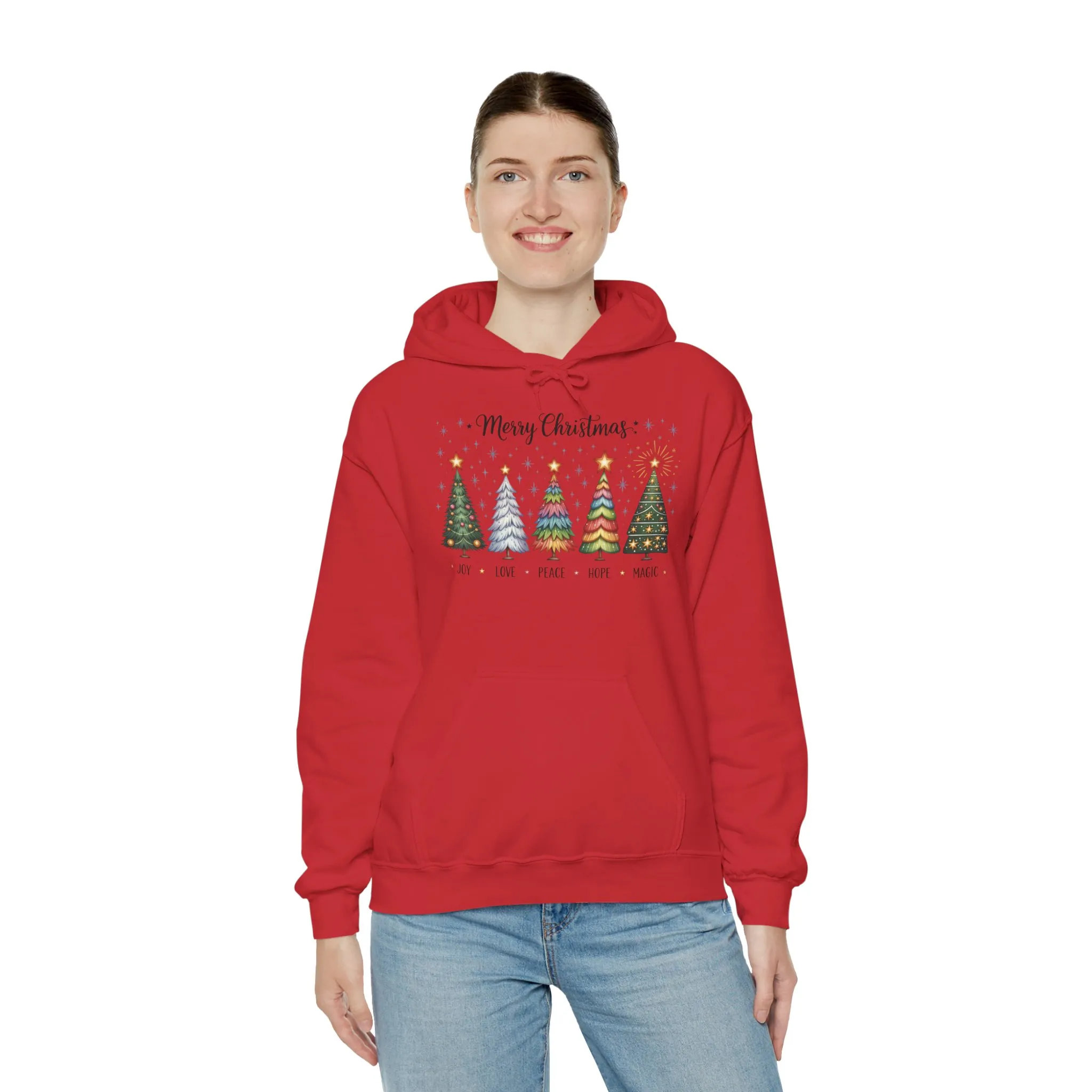 Merry Christmas Women's Hoodie, Joy Love Peace Hope Magic Holiday Hoodie, Women's Heavy Blend™ Hooded Sweatshirt - Image 36