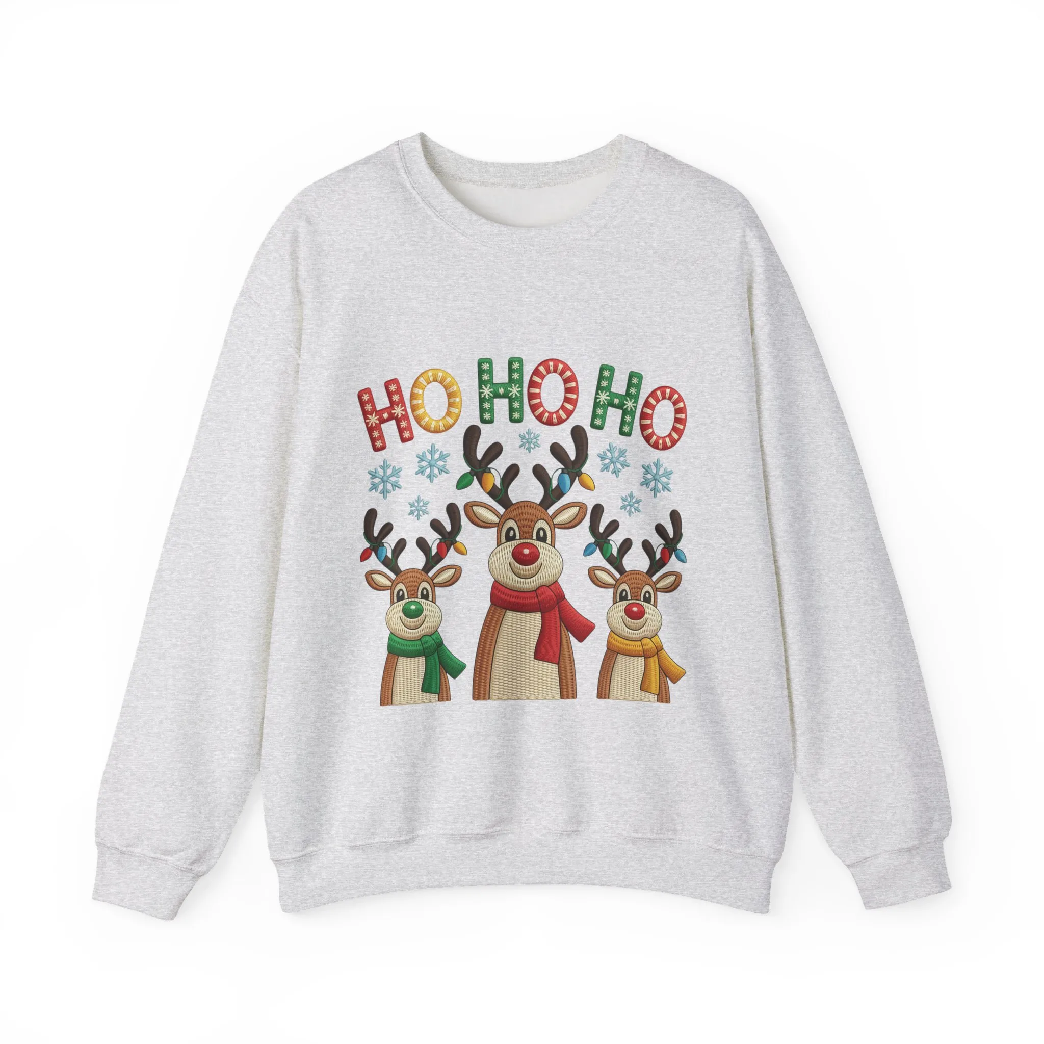 Ho Ho Ho Reindeer Christmas Sweatshirt, Cute Holiday Pullover for Women - Image 4