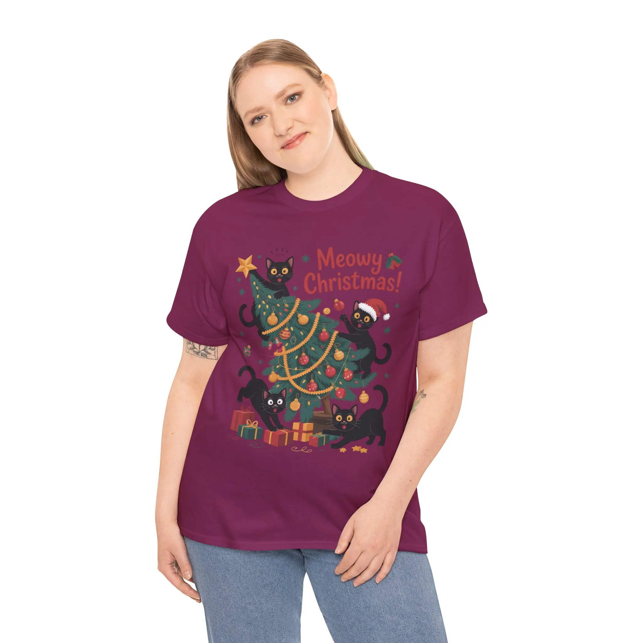 Funny Black Cats Christmas Tree T-Shirt, Cute Cat Lover Holiday Tee, Christmas Cat Chaos Shirt for Women - Image 30
