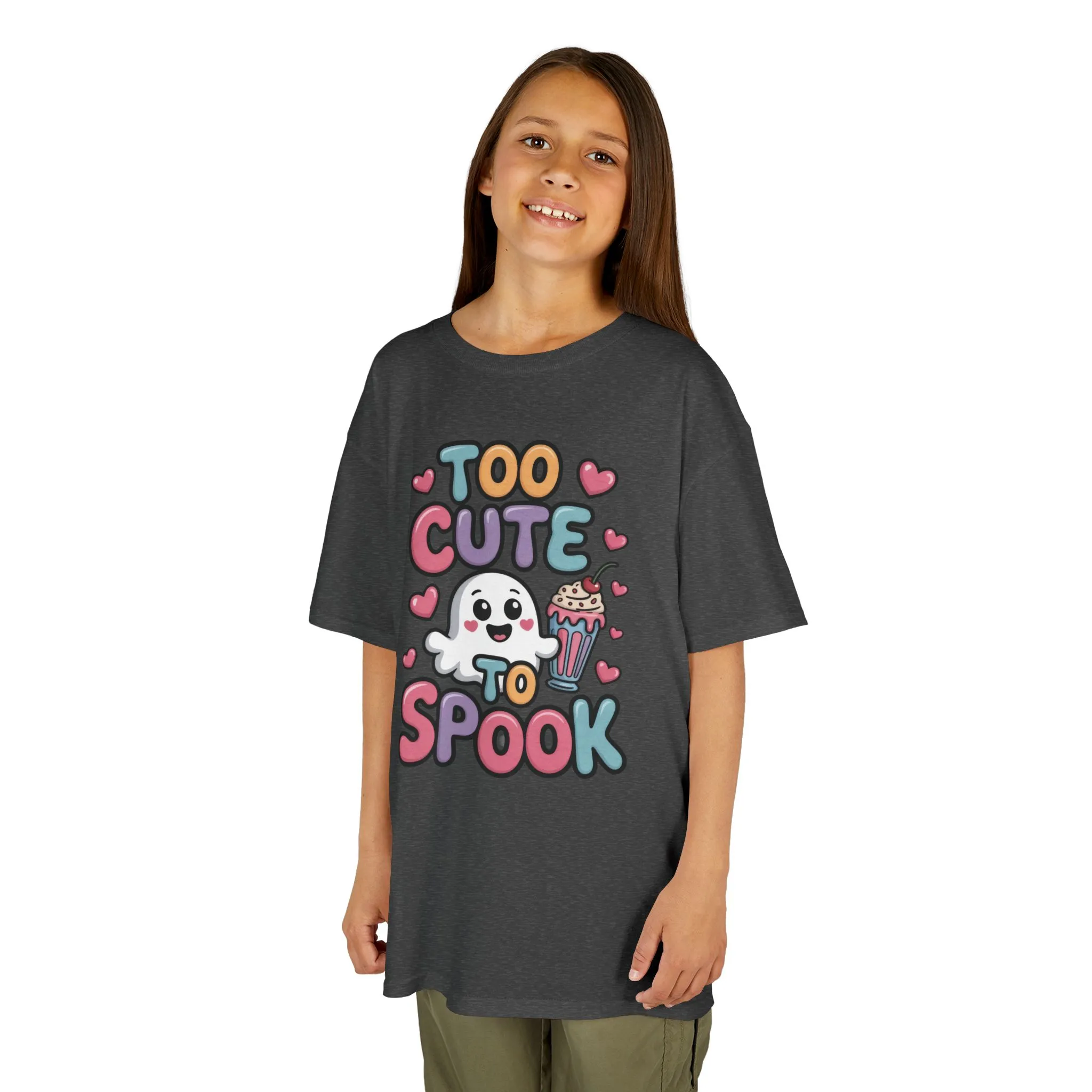 Kids Too Cute To Spook T-Shirt, Cute Ghost Milkshake Shirt, Kawaii Halloween Tee for Boys & Girls - Image 8