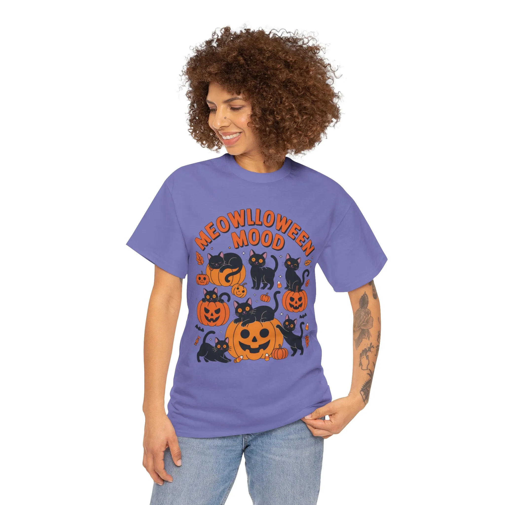Meowlloween Mood Cat Shirt for Women, Cute Black Cat and Pumpkin Halloween Tee, Cozy Fall Kawaii Spooky Graphic Top, Cat Lover Gift - Image 20