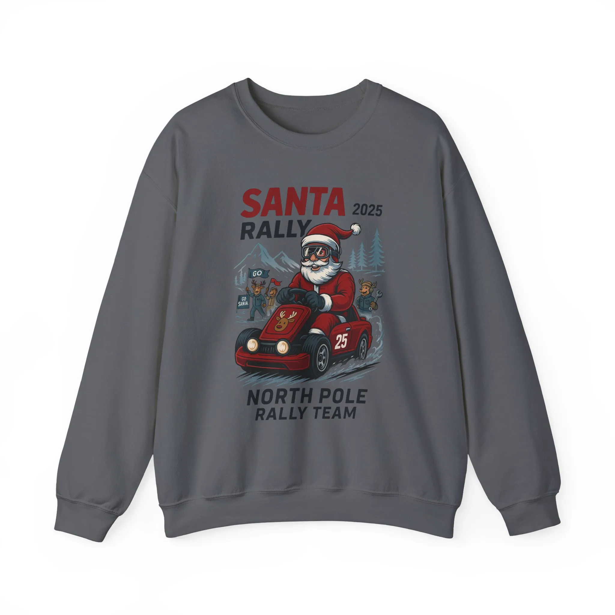 Santa Rally 2025 Christmas Men's Sweatshirt, Funny Santa Racing Sweatshirt for Men, North Pole Rally Team Holiday Jumper - Image 10