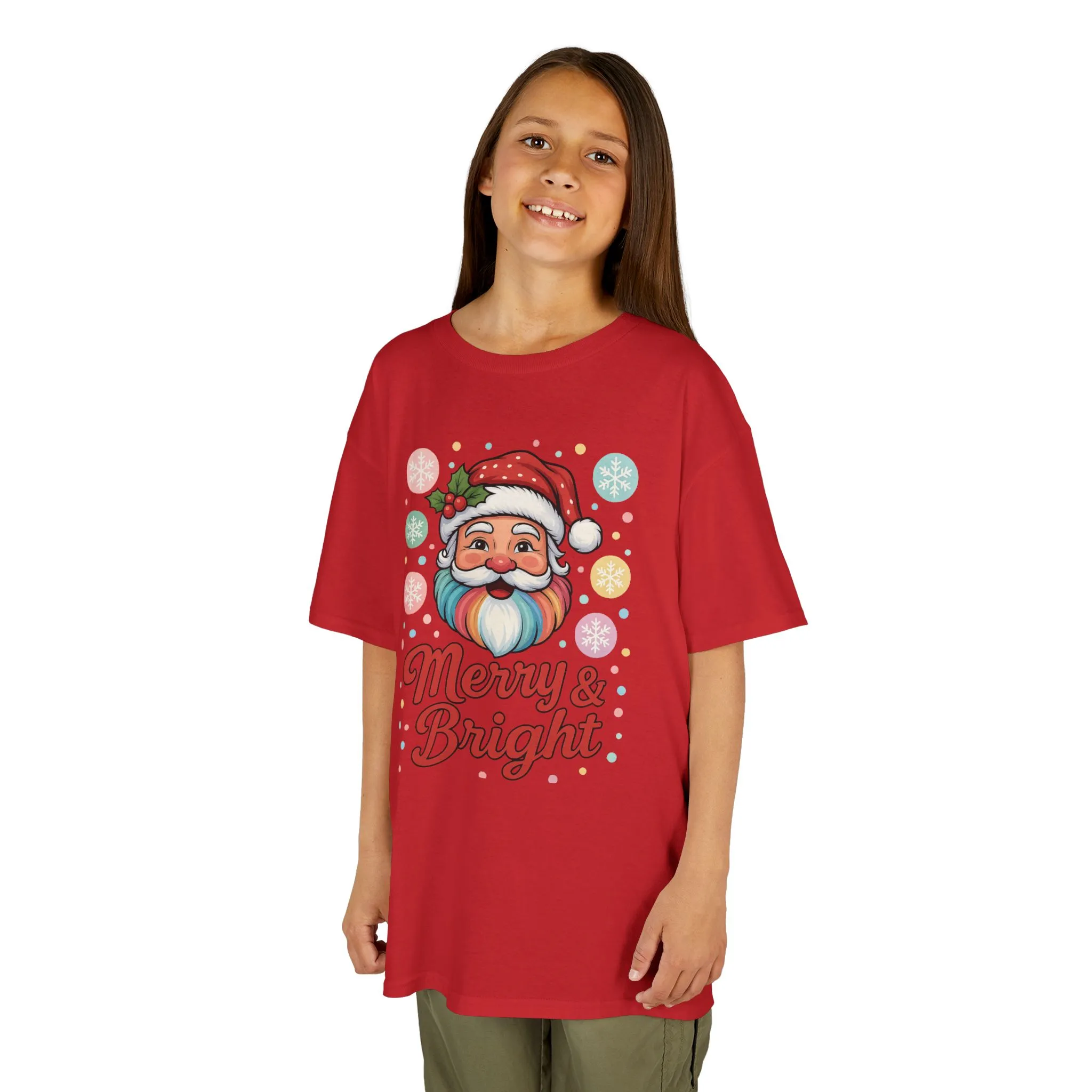 Kids Merry - Bright Santa Christmas T-Shirt, Cute Pastel Holiday Tee, Colorful Santa Shirt for Girls - Image 18