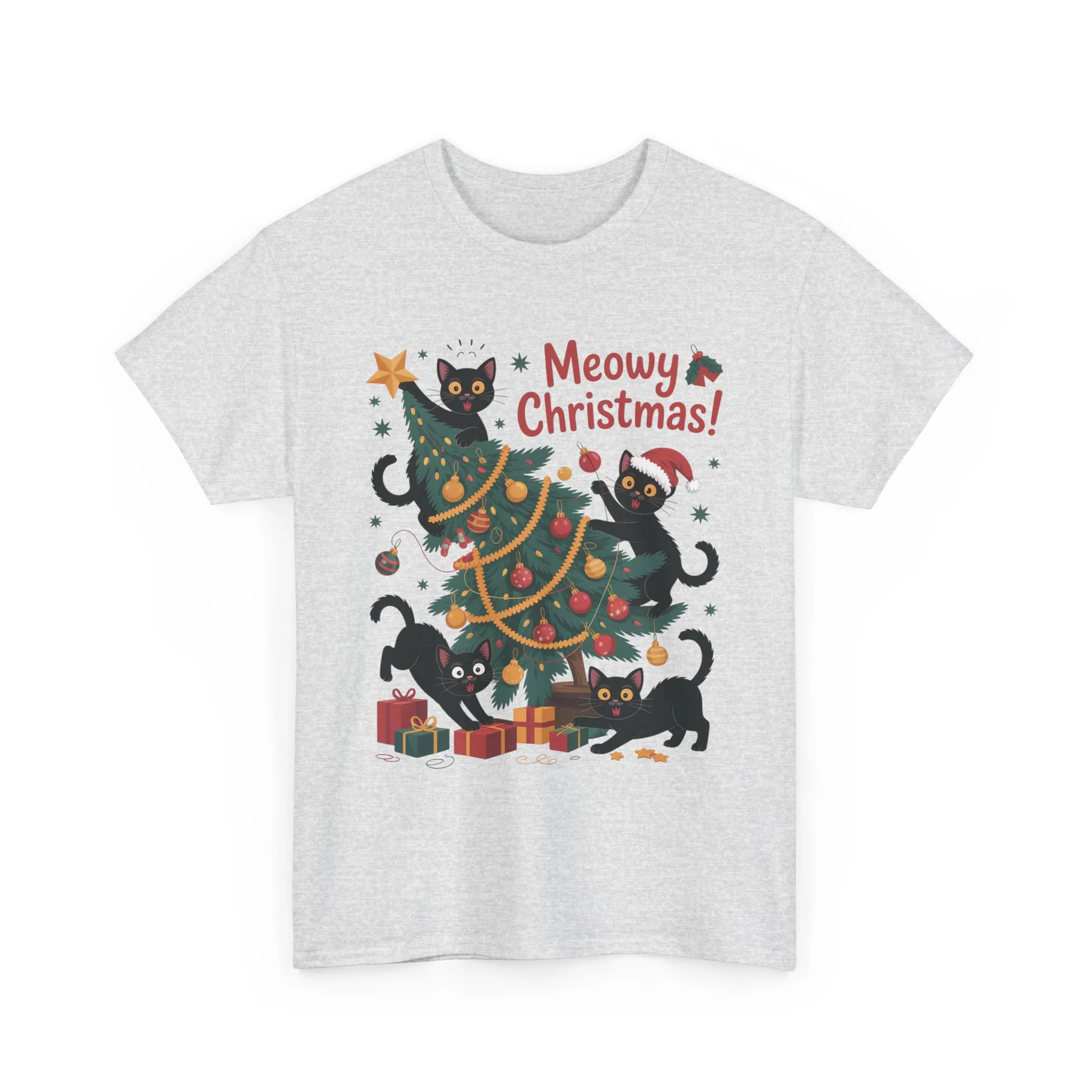 Funny Black Cats Christmas Tree T-Shirt, Cute Cat Lover Holiday Tee, Christmas Cat Chaos Shirt for Women - Image 4