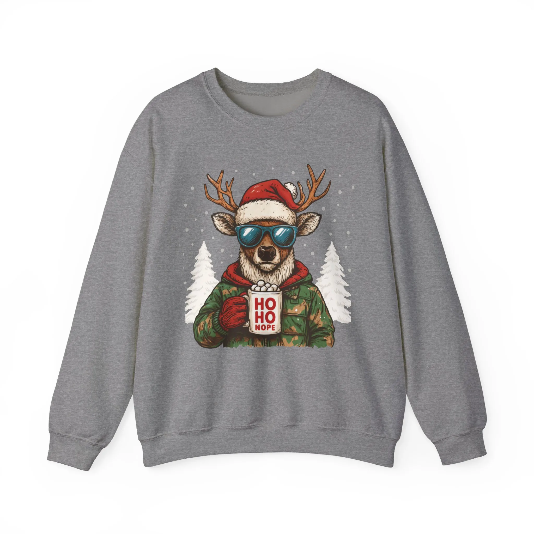 Men's HO HO NOPE Funny Christmas T-Shirt, Cool Reindeer Holiday Tee - Image 13