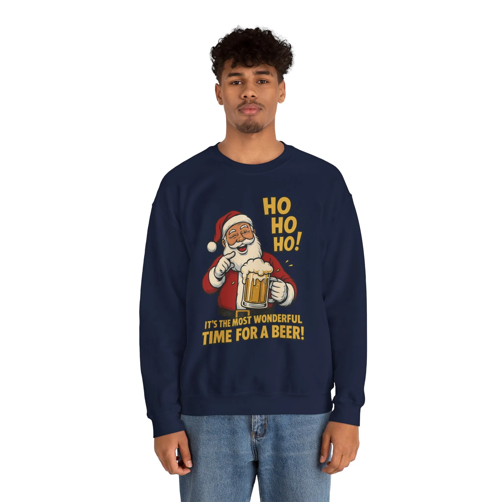 Funny Santa Beer Christmas Sweatshirt, Men's Holiday Pullover, Men's Heavy Blend™ Crewneck Sweatshirt - Image 26