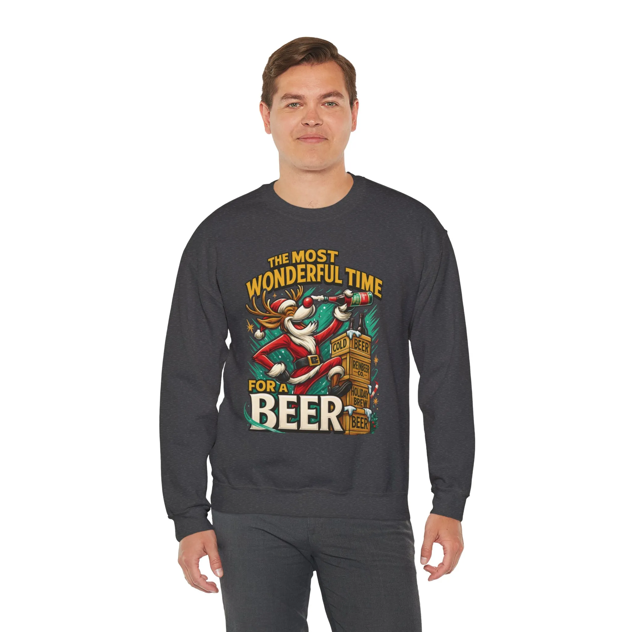 Funny Christmas Beer Men's Sweatshirt, The Most Wonderful Time for a Beer - Image 15