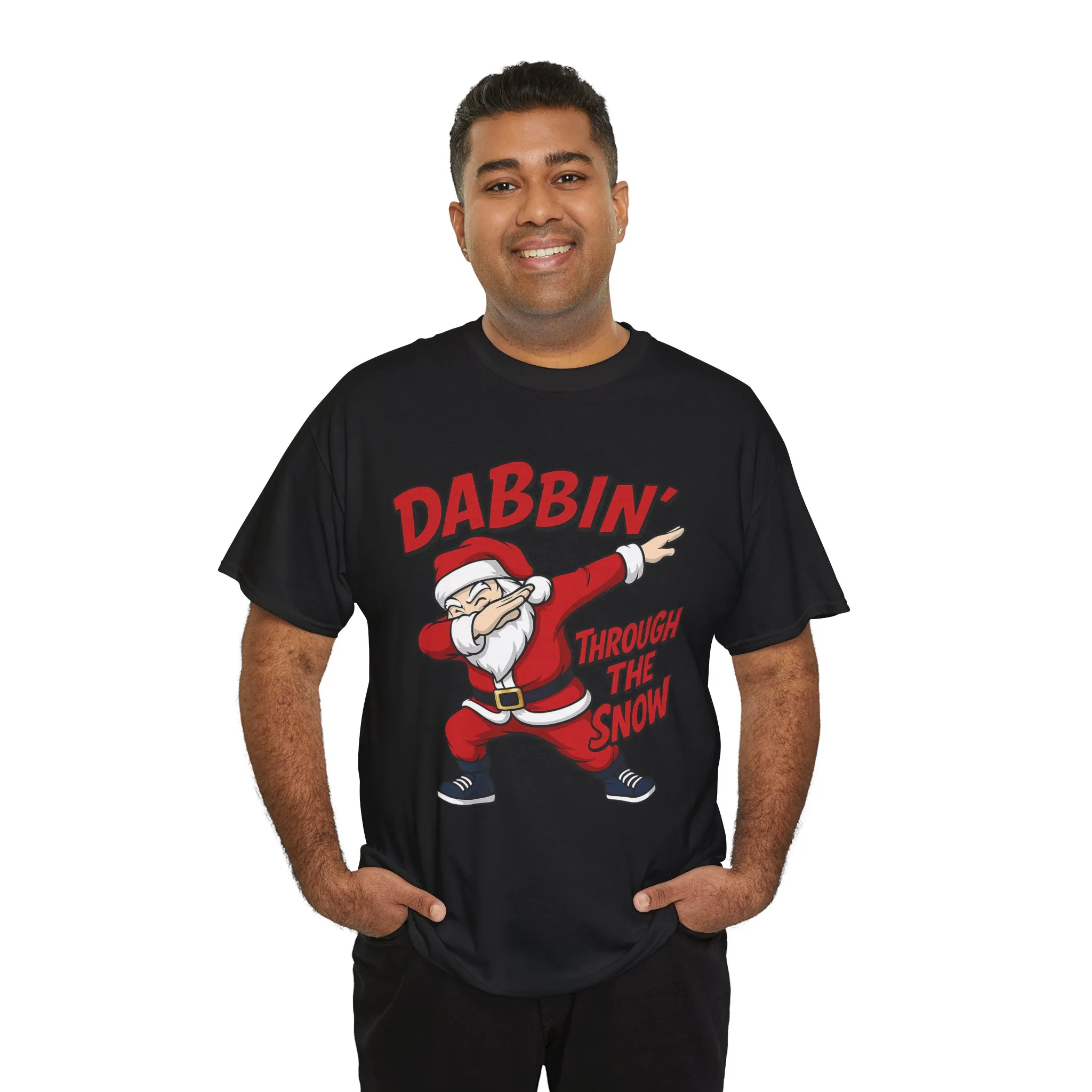 Dabbin Through The Snow Santa Men's Christmas T-Shirt, Funny Holiday Tee - Image 4