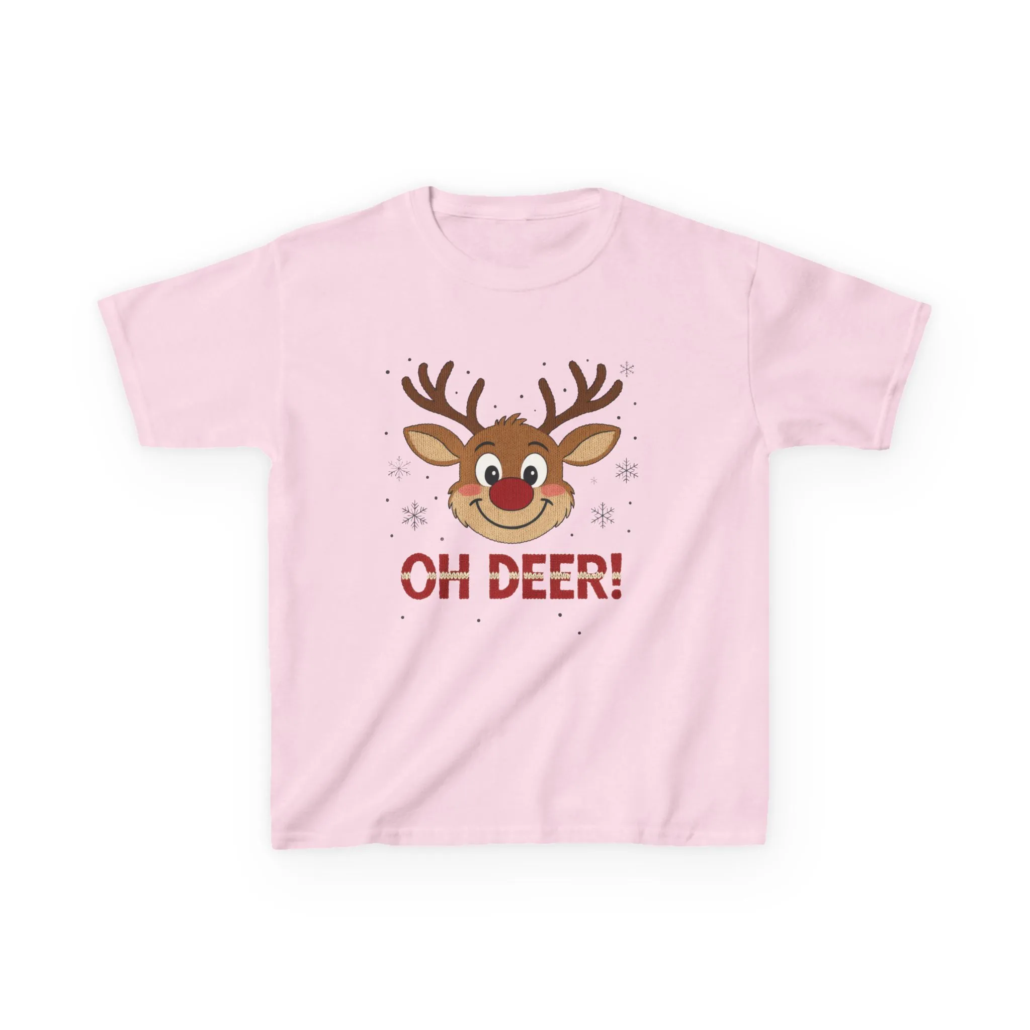 Girls Oh Deer Christmas T-Shirt, Cute Reindeer Kids Holiday Tee - Image 2