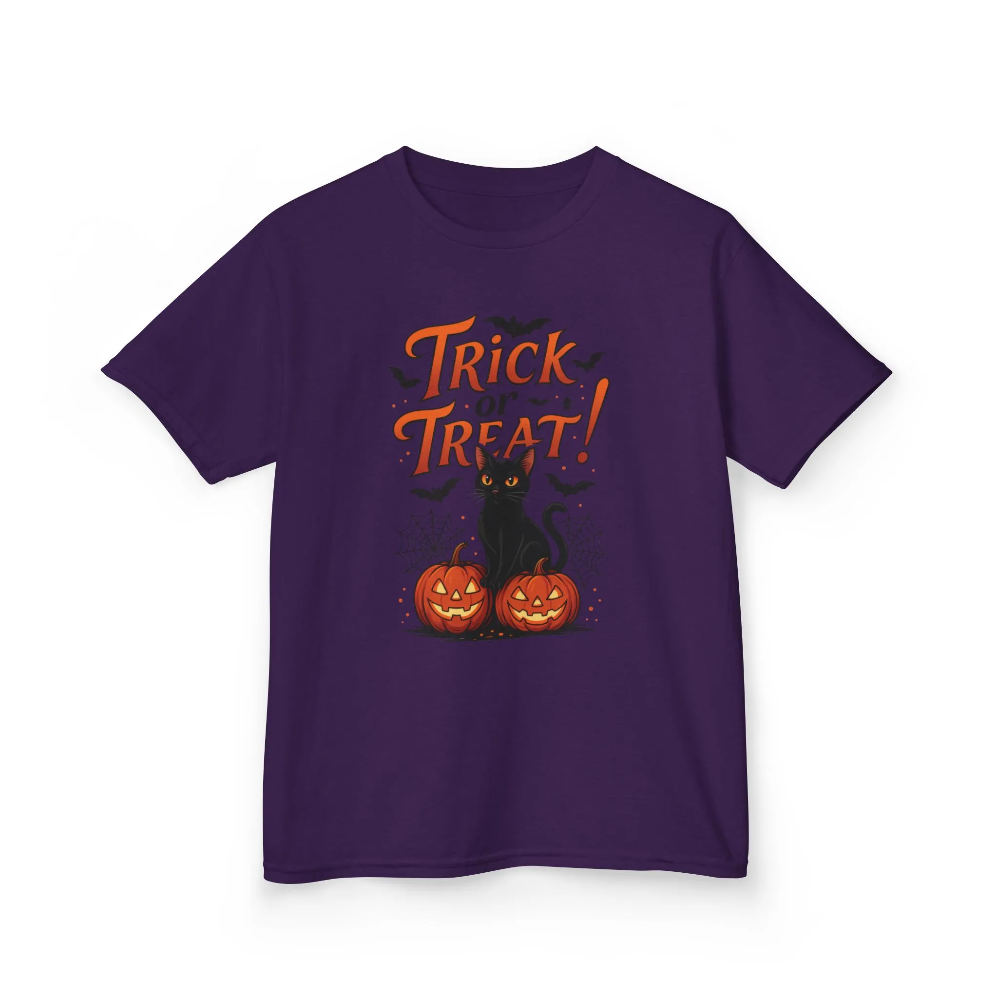 Cute Trick or Treat Black Cat T-Shirt for Girls Boys, Fun Spooky Halloween Tee, Pumpkin Cat Shirt for Kids, Fall Party Outfit - Image 19
