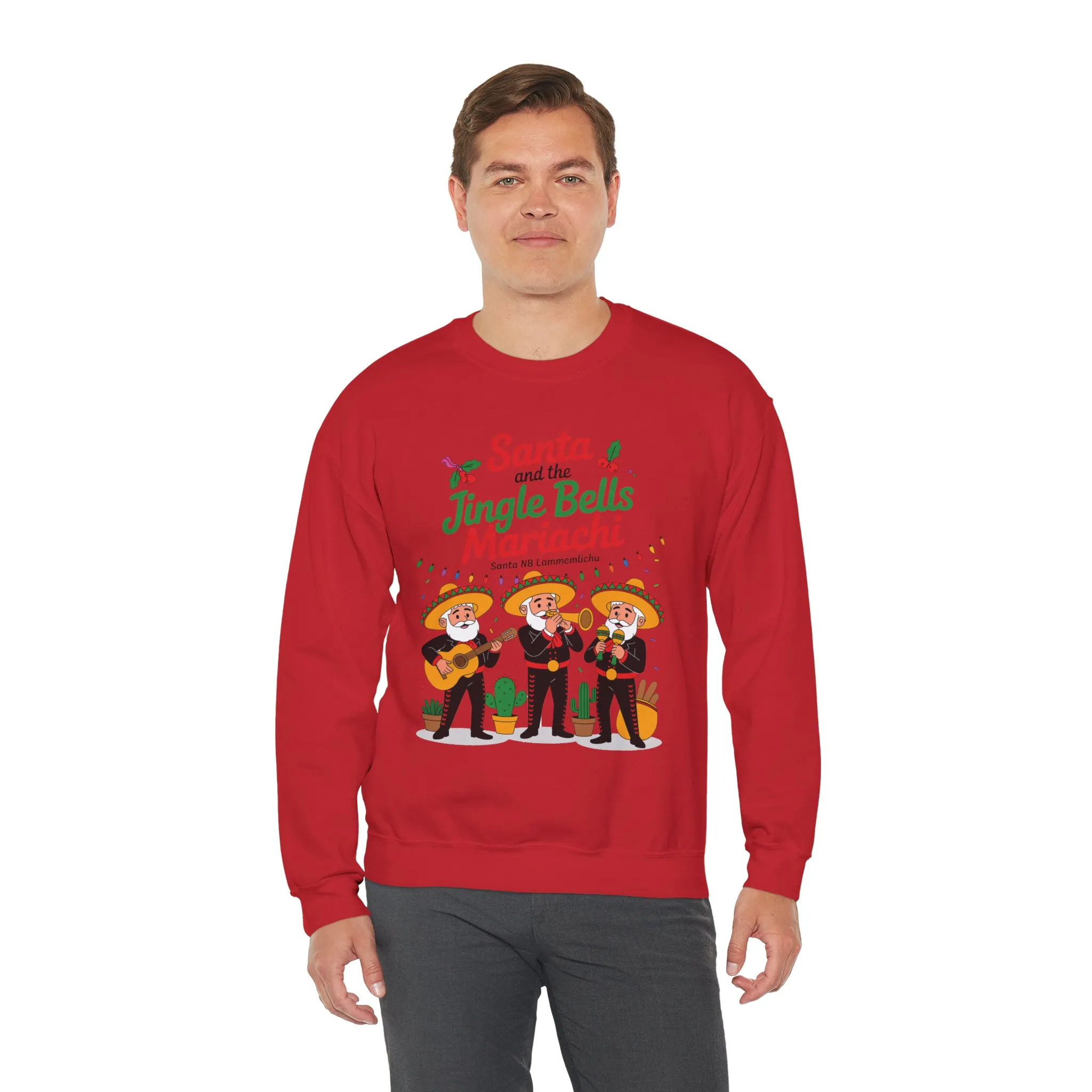 Santa and the Jingle Bells Mariachi Sweatshirt, Funny Mexican Christmas Jumper, Latin Holiday Fiesta Pullover - Image 27