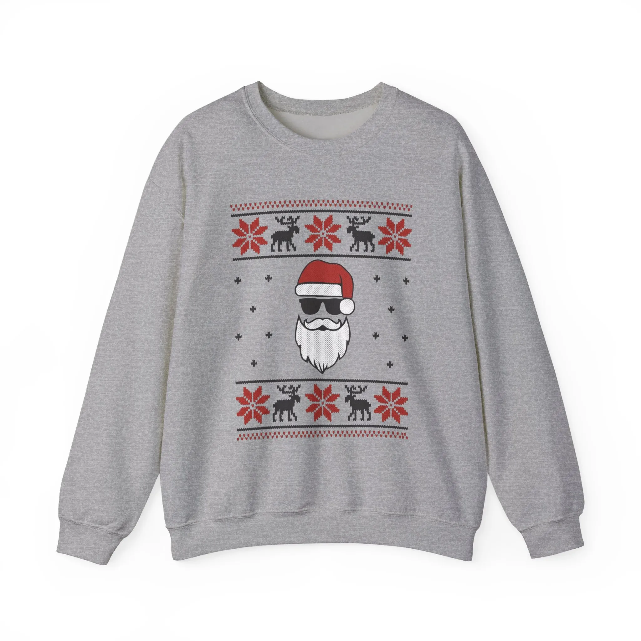 Cool Santa Men's Sweatshirt, Funny Knit Look Pullover, Retro Christmas Sweater Style - Image 10