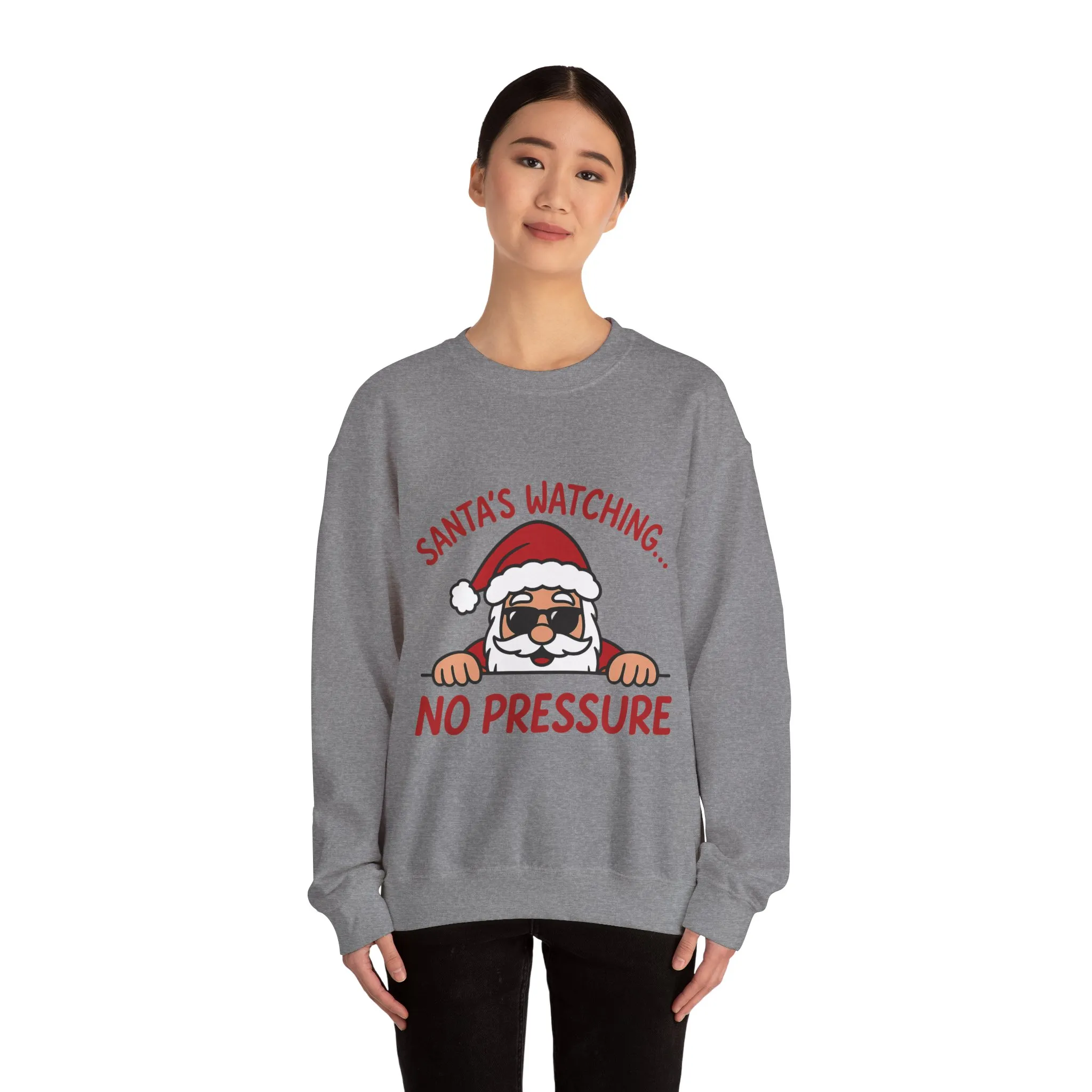Santa's Watching No Pressure Women's Christmas Sweatshirt, Funny Holiday Jumper - Image 8