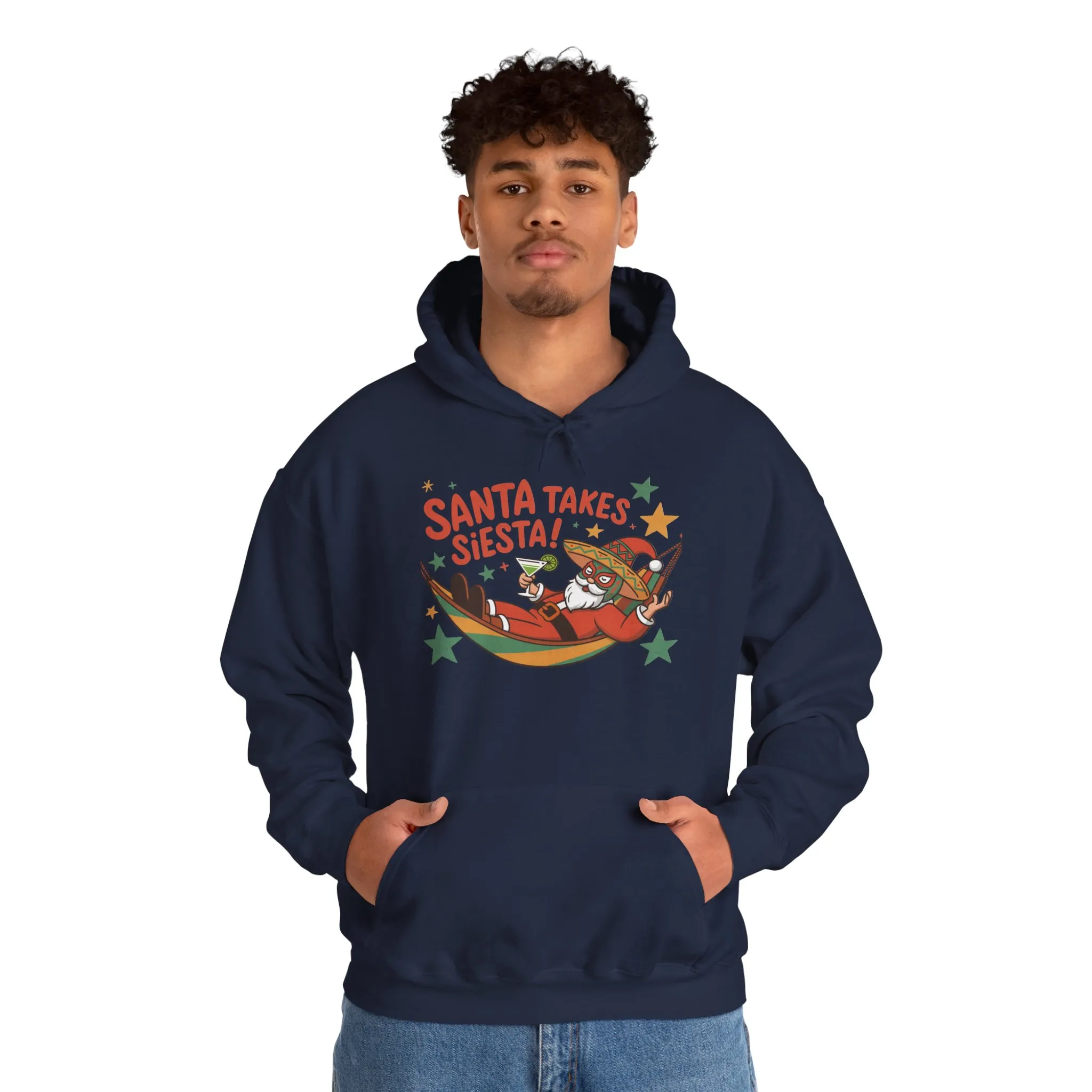 Santa Takes a Siesta Funny Christmas Hoodie for Men, Mexican Santa Holiday Sweatshirt, Siesta Santa Christmas Sweater - Image 27