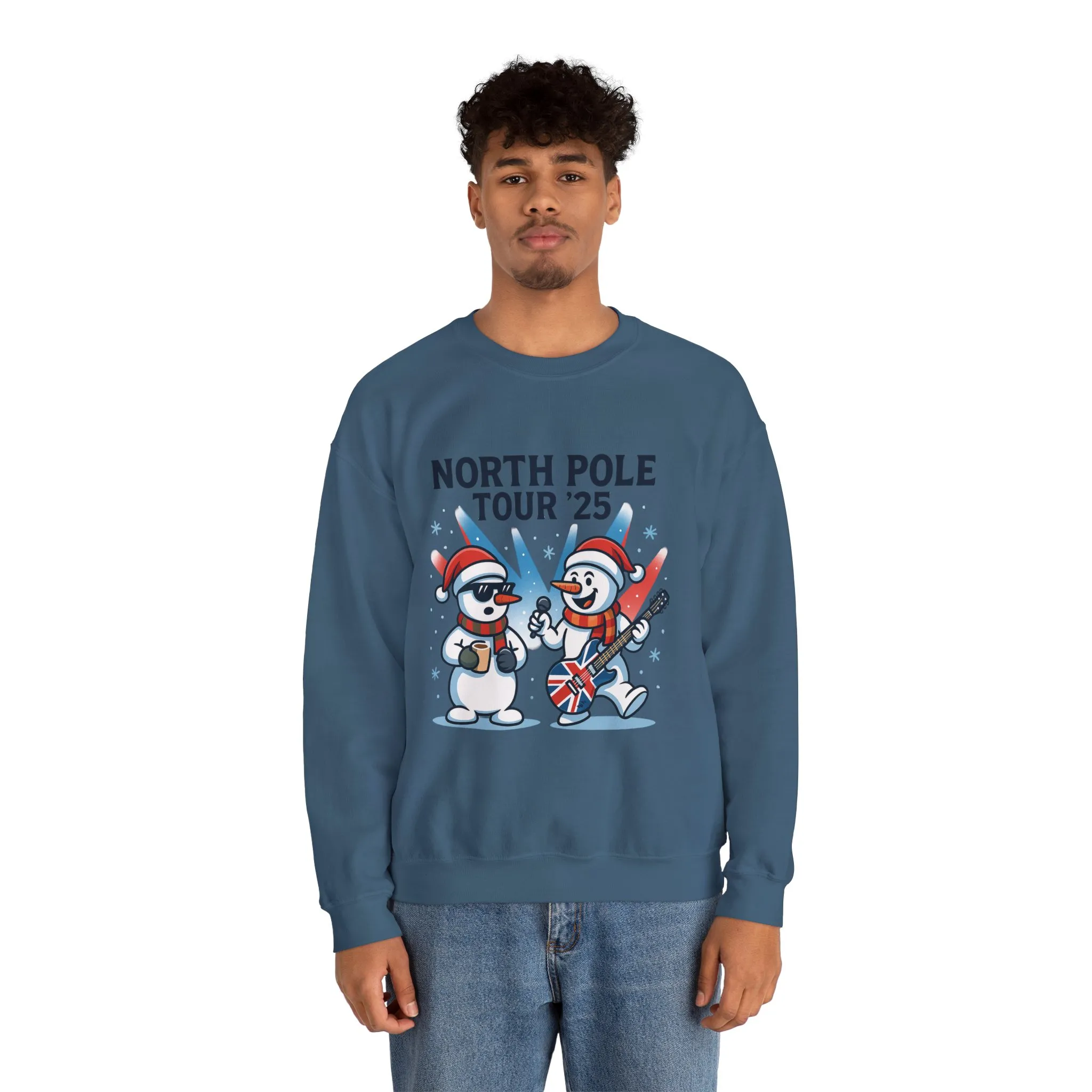 North Pole Tour 25 Men's Christmas Sweatshirt, Funny Rock Band Holiday Jumper - Image 17