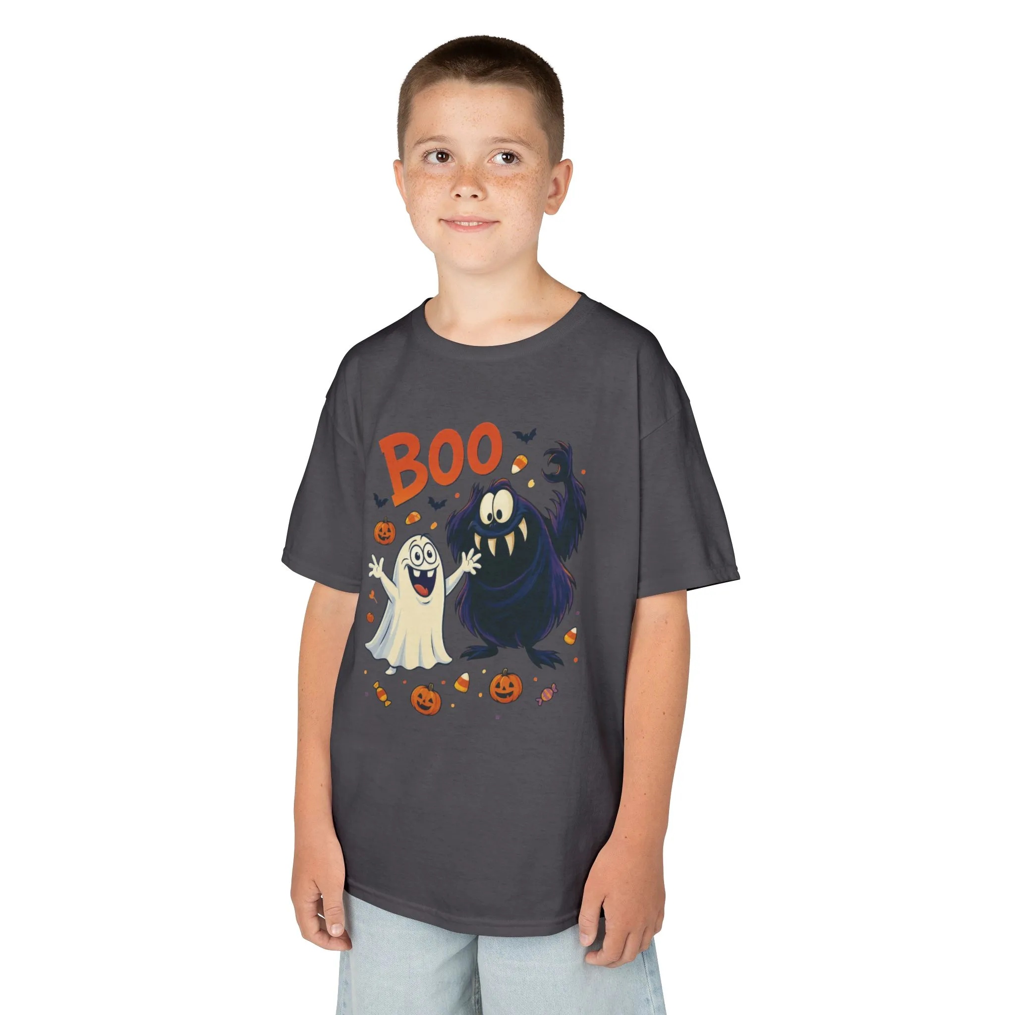 Kids Halloween T-Shirt BOO! Cute Ghost Monster Shirt, Funny Spooky Graphic Tee for Boys Girls, Halloween Costume Gift - Image 12