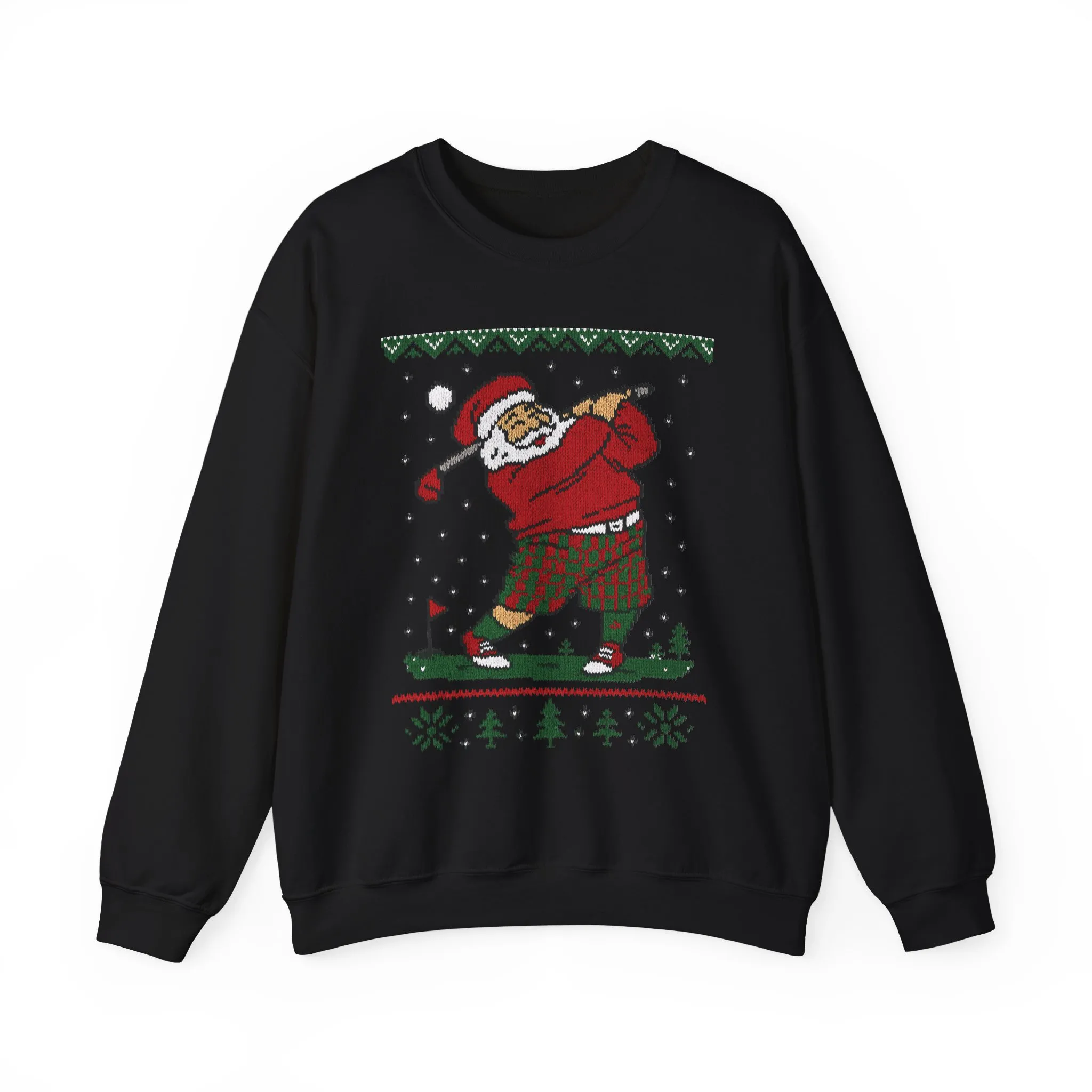 Golfing Santa Christmas Sweatshirt, Funny Golf Lover Holiday Jumper, Ugly Christmas Golf Sweater for Men - Image 4
