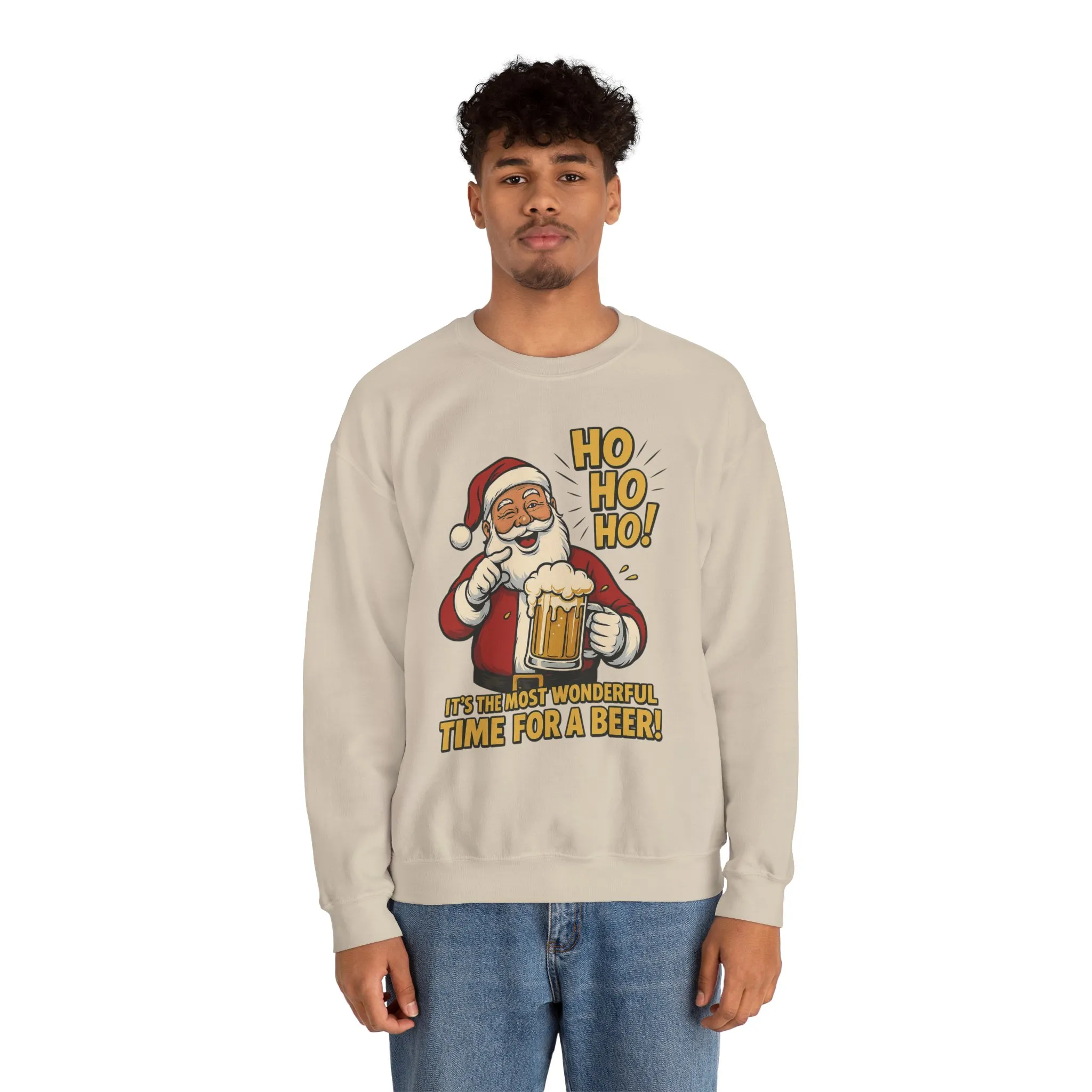 Funny Santa Beer Christmas Sweatshirt, Men's Holiday Pullover, Men's Heavy Blend™ Crewneck Sweatshirt - Image 5