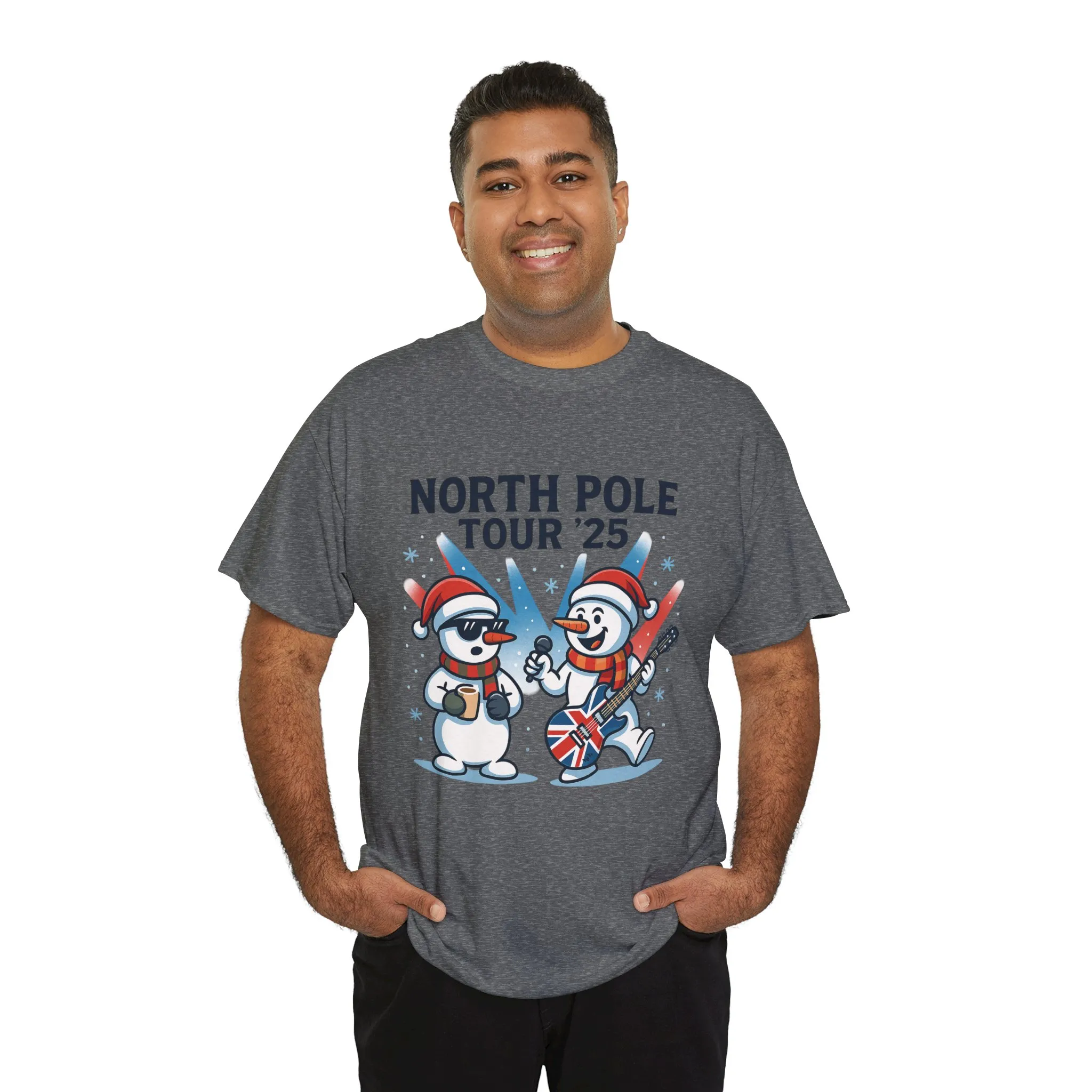 North Pole Tour 25 Men's Christmas T-Shirt, Funny Rock Music Holiday Tee - Image 15