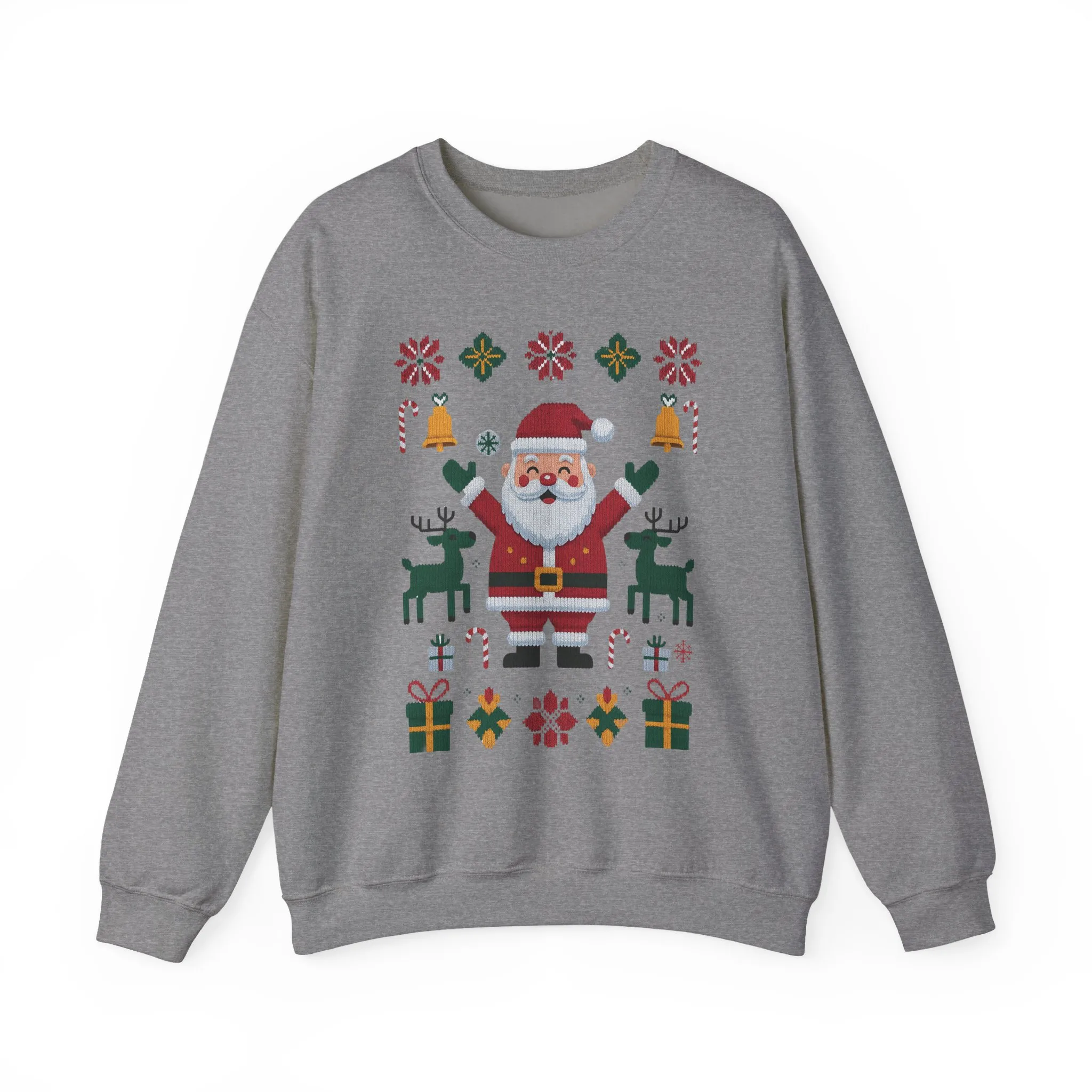 Santa Christmas Sweatshirt, Cute Reindeer Holiday Jumper, Nordic Style Ugly Christmas Sweater for Women - Image 16